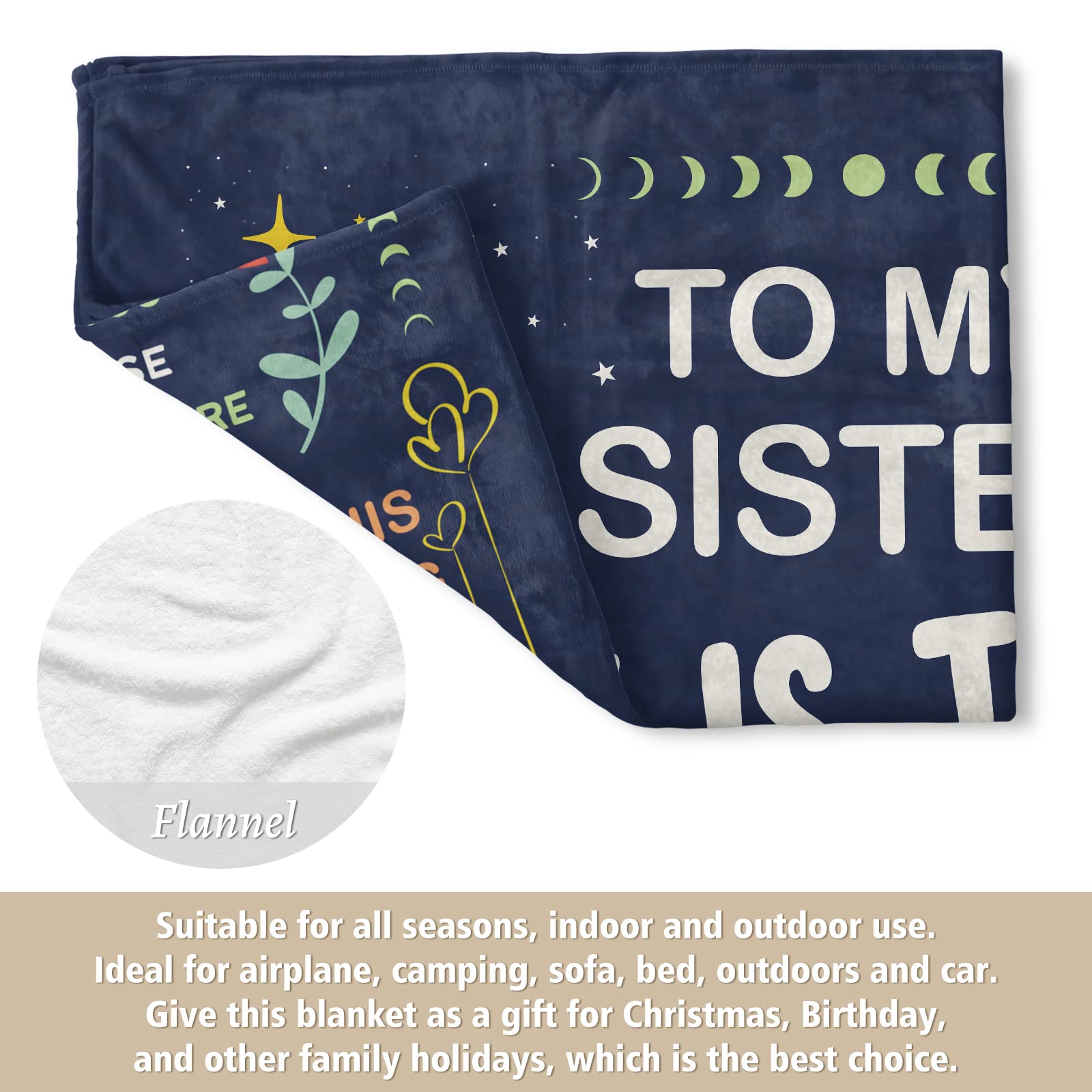 Soft Flannel Blanket for Sister - Best Birthday, Christmas, Wedding & Graduation Gift for Women & Girls | Cozy Throw for Best Friends & Besties | Perfect for Home, Office & Travel Use