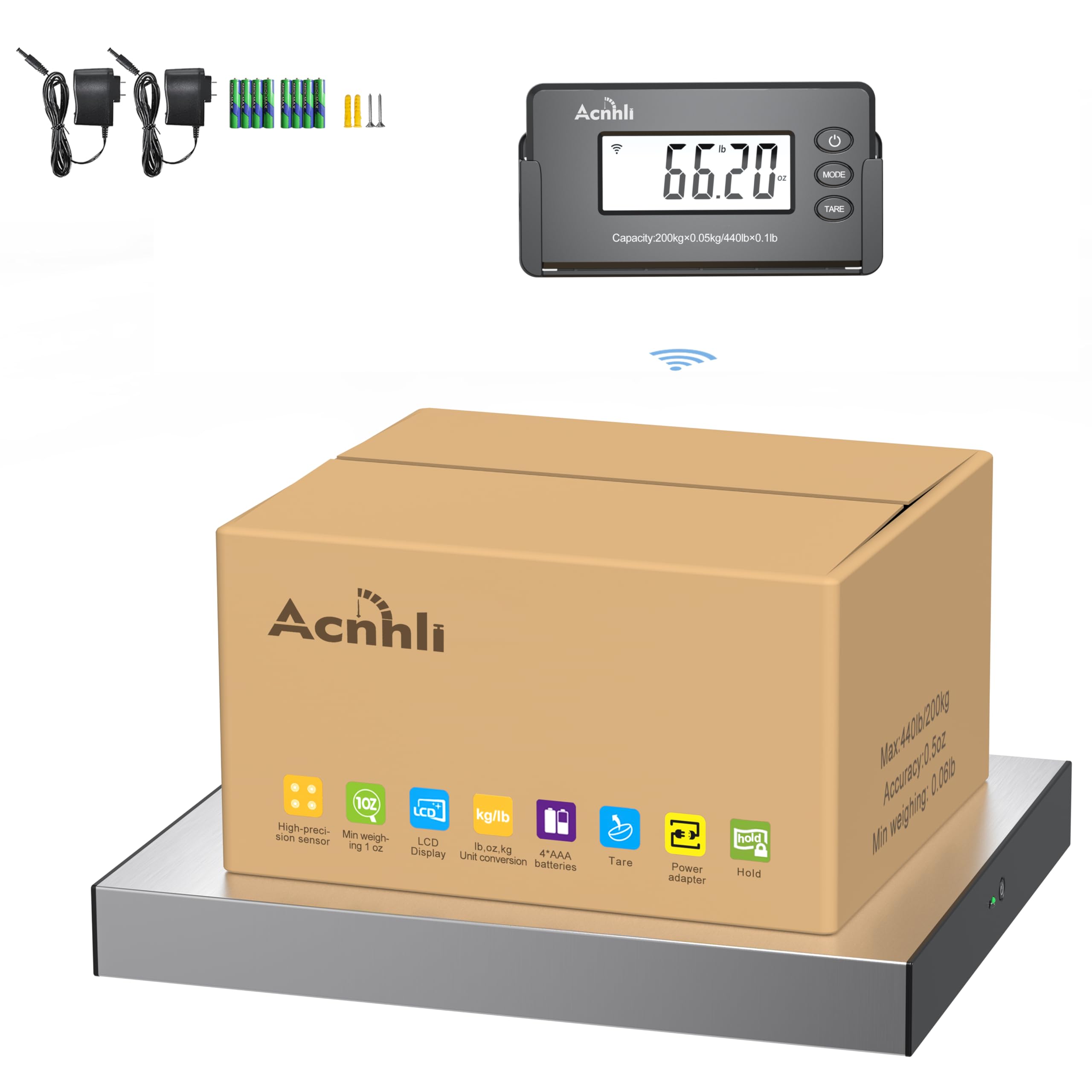 Heavy Duty 440 lb Digital Postal Scale - Stainless Steel Smart Shipping Scale for Warehouse, Home & Courier - Includes Adapter & Manual | Perfect for E-commerce, Logistics & Package Weighing