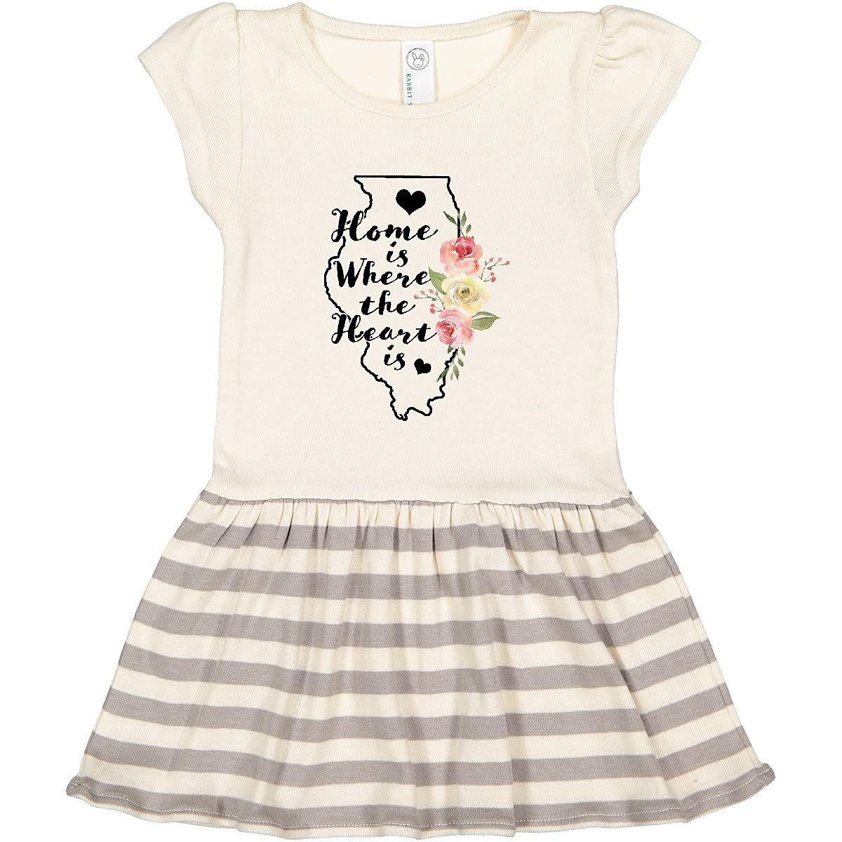 Inktastic Illinois Home is Where The Heart is Watercolor Print Toddler Dress - Cute Casual Outfit for Girls, Playdates & Family Photos