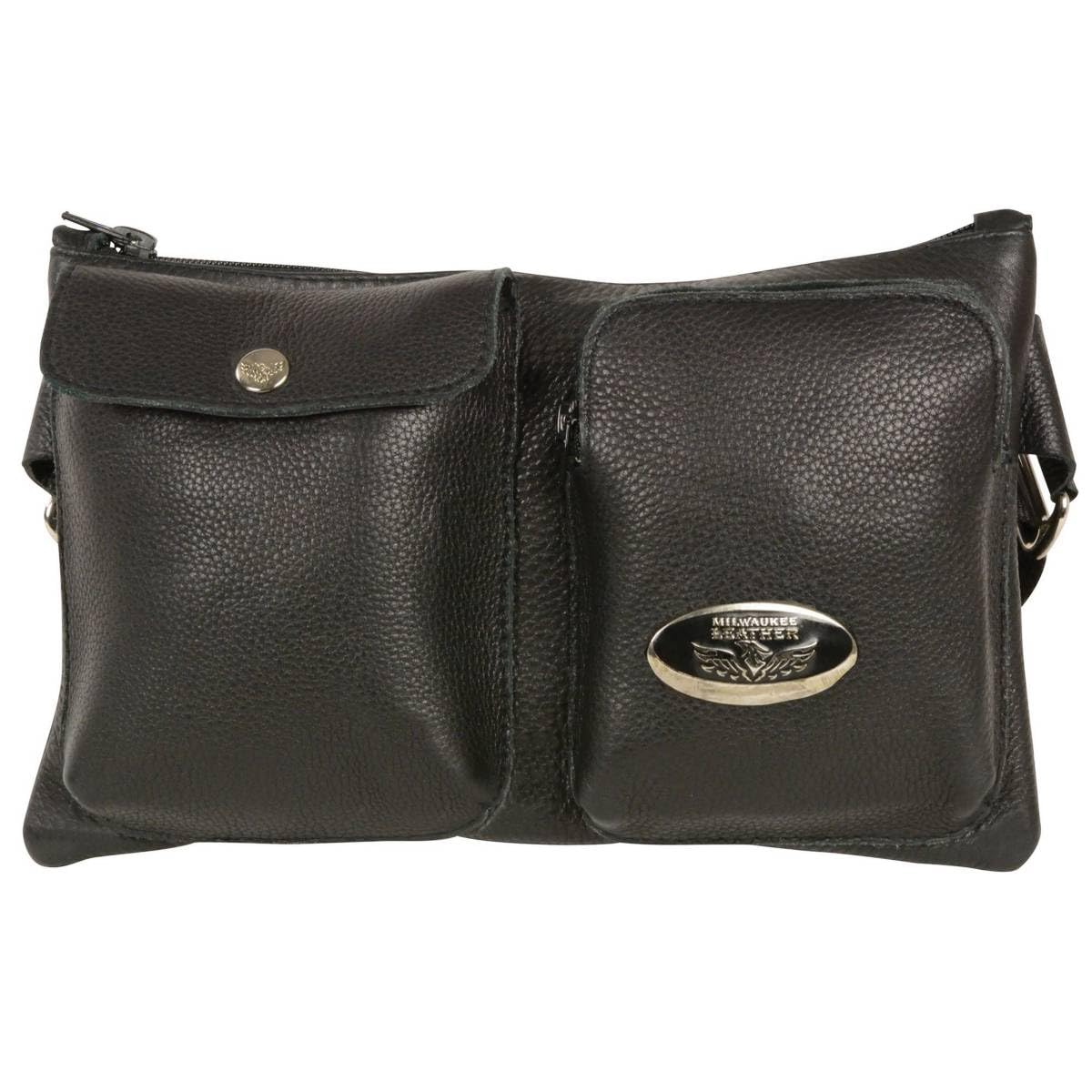 Milwaukee Leather MP8825 Women's Black Leather Belt Bag - Stylish Waist Pack for Travel, Hiking & Everyday Use