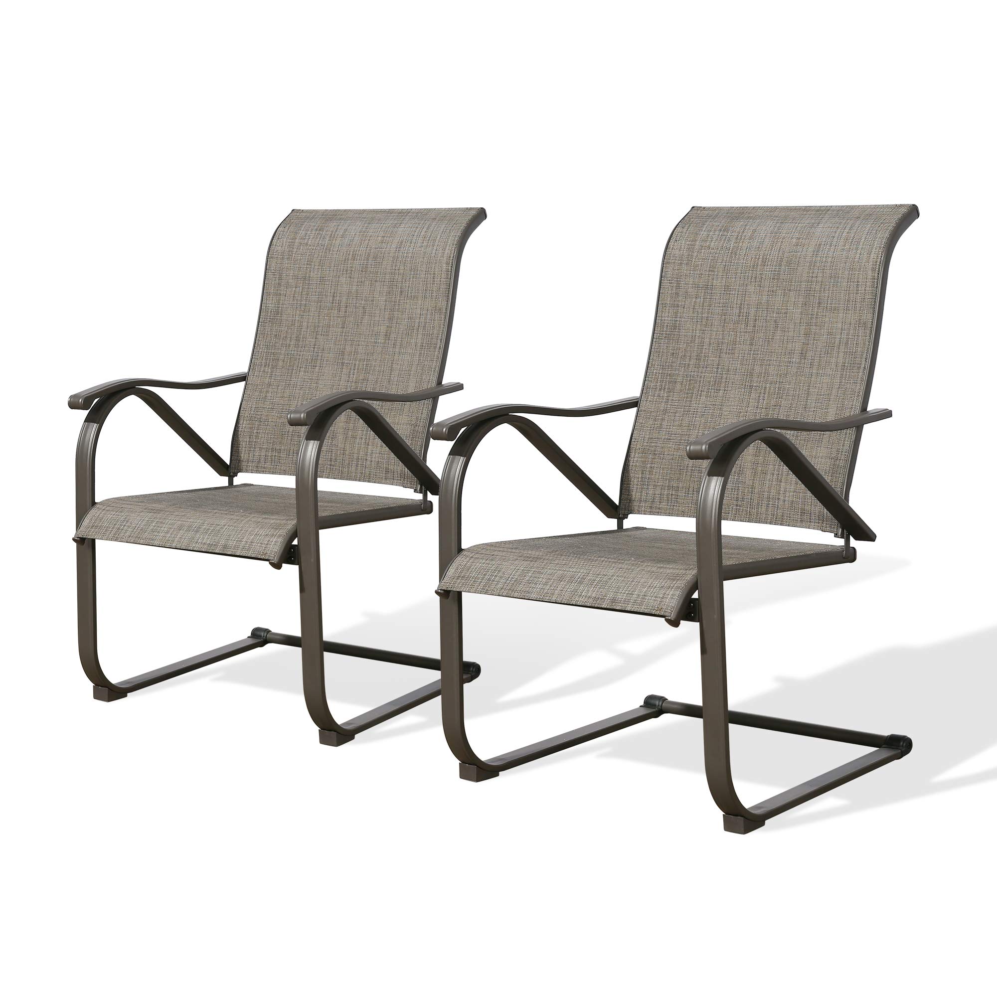 Iwicker 2-Piece Patio Dining Chairs Set - High Back Spring Motion Steel Mesh Fabric Outdoor Chairs for Garden, Poolside & Backyard Relaxation