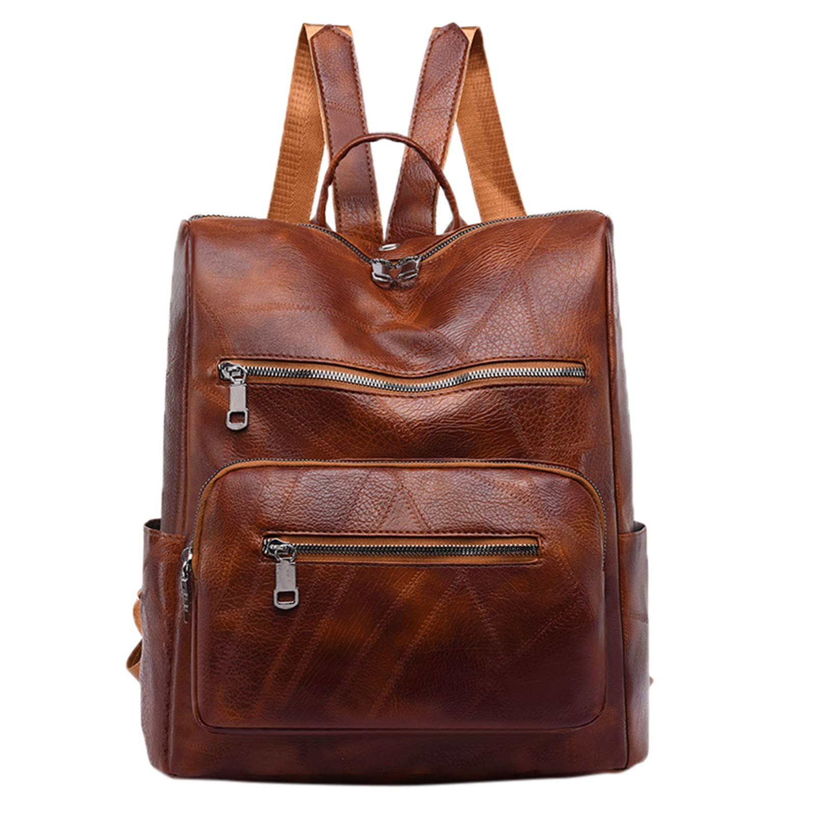Women's Faux Leather Backpack - Waterproof PU Leather Laptop Backpack for College, School & Travel - Stylish Casual Daypack for Students & Professionals - Perfect for Work, Commuting & Outdoor Adventures (Brown)