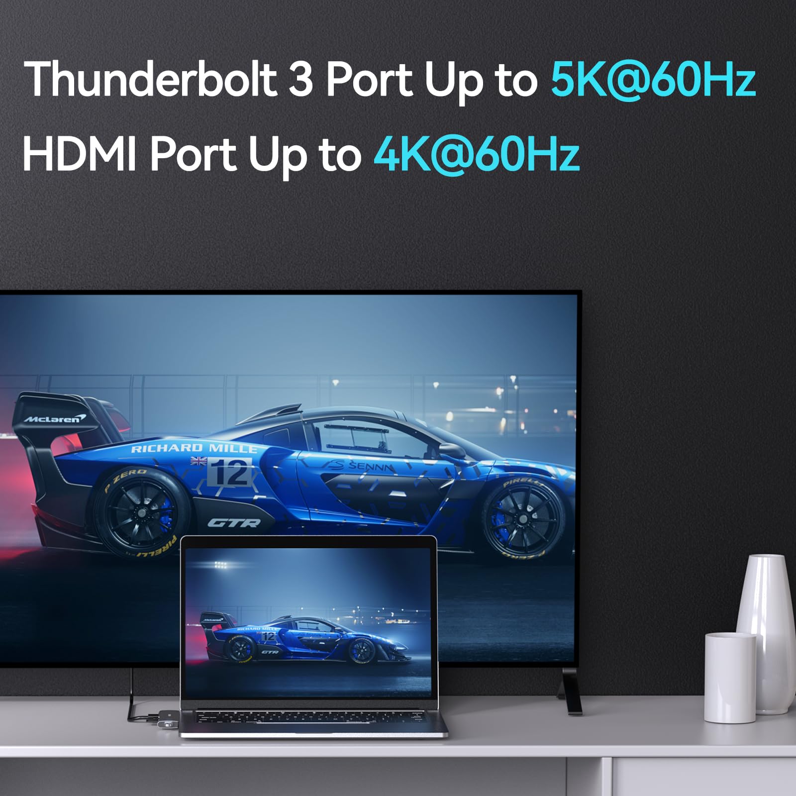 7-in-1 USB C Hub Adapter for MacBook Pro 2023/2022/2021 & MacBook Air M1/M2/M3 - Thunderbolt 3 Dock with 4K HDMI, 2 USB 3.0 Ports, SD/TF Card Reader, 100W PD Charging - Perfect for Work, Travel & Home Office Setup