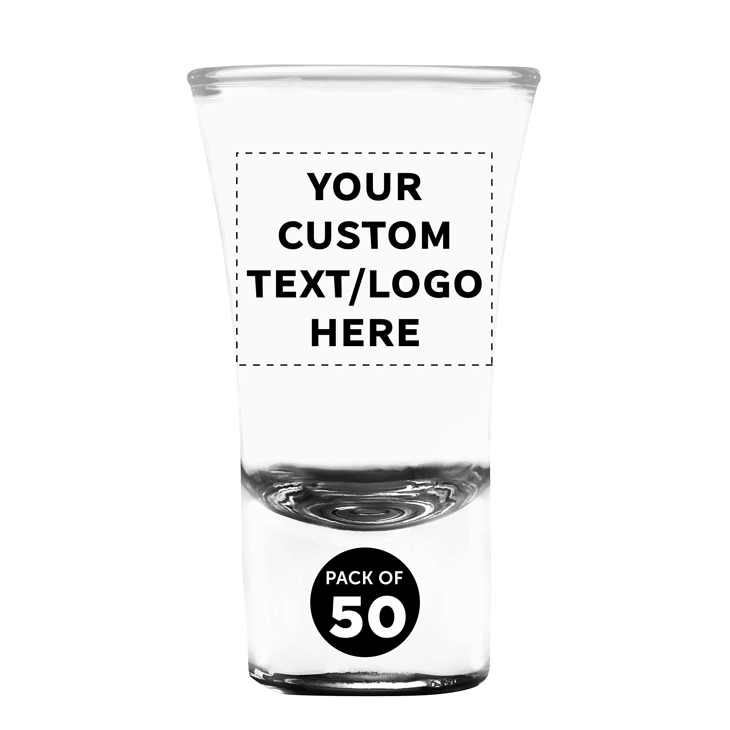 Custom 2 oz. Lord Shooter Etched Shot Glasses - 50 Pack with Personalized Text & Logo - Black Barware for 21st Birthday Parties, Bachelor Parties & Home Bars - Perfect for Cocktail Nights & Gifts