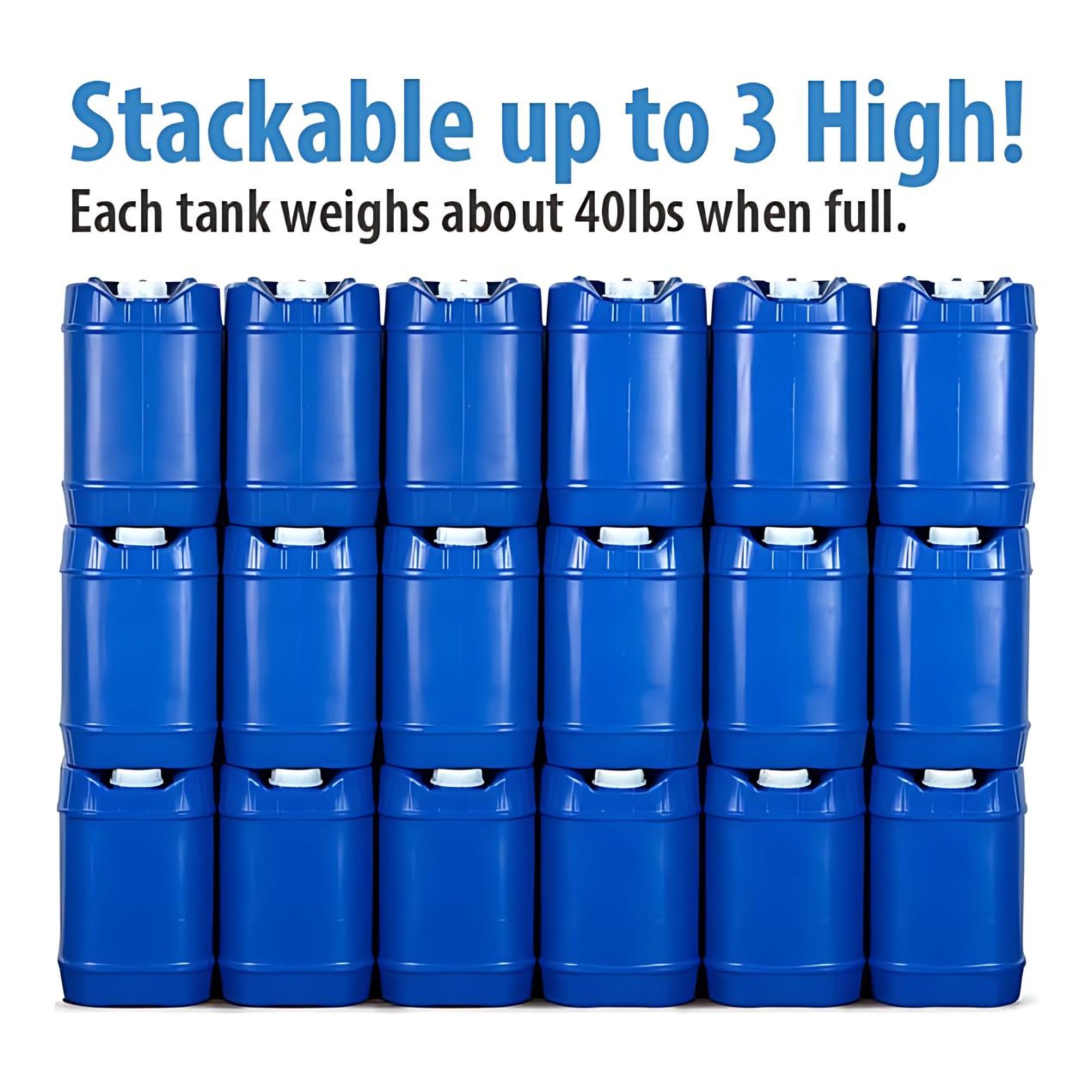 5 Gallon Emergency Water Storage Containers with Lids & Spigot - Stackable Survival Water Tanks (6-Pack, 30 Gallons Total) - Perfect for Emergency Preparedness, Camping, and Outdoor Adventures