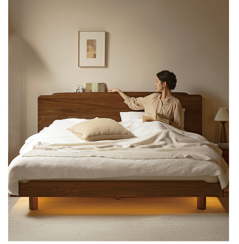 Solid Black Walnut Wood King Size Bed with LED Lighting - Perfect for Master Bedroom, Guest Room & Luxury Home Decor