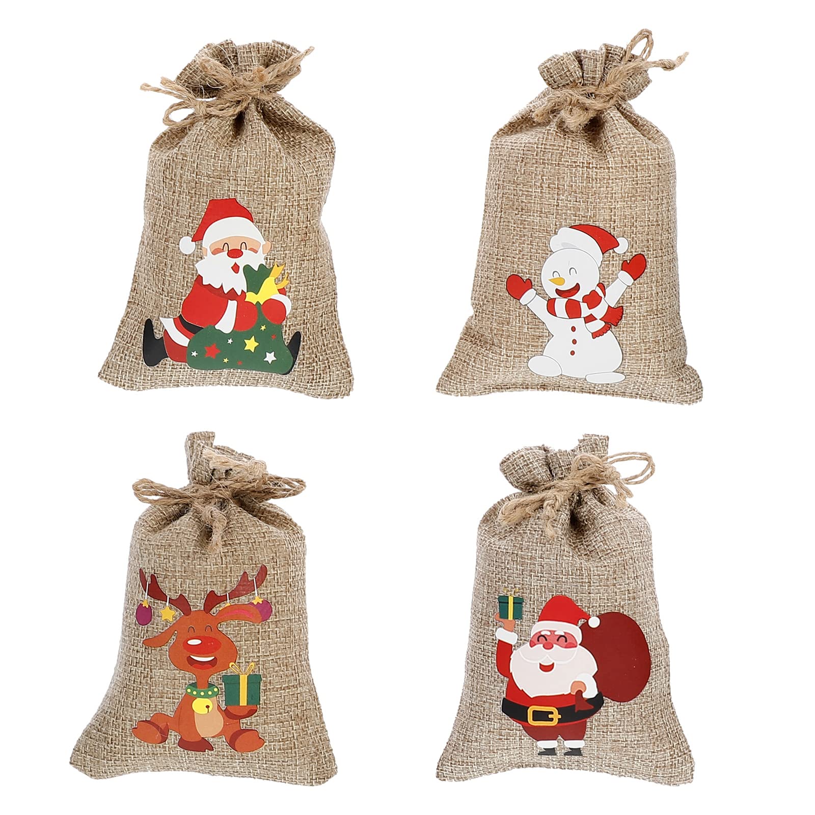 24-Piece Christmas Burlap Drawstring Gift Bags - Reusable Jute Linen Treat Sacks for Holiday Candy, Party Favors & Gift Wrapping | Perfect for Xmas Decorations, Stocking Stuffers & Festive Celebrations