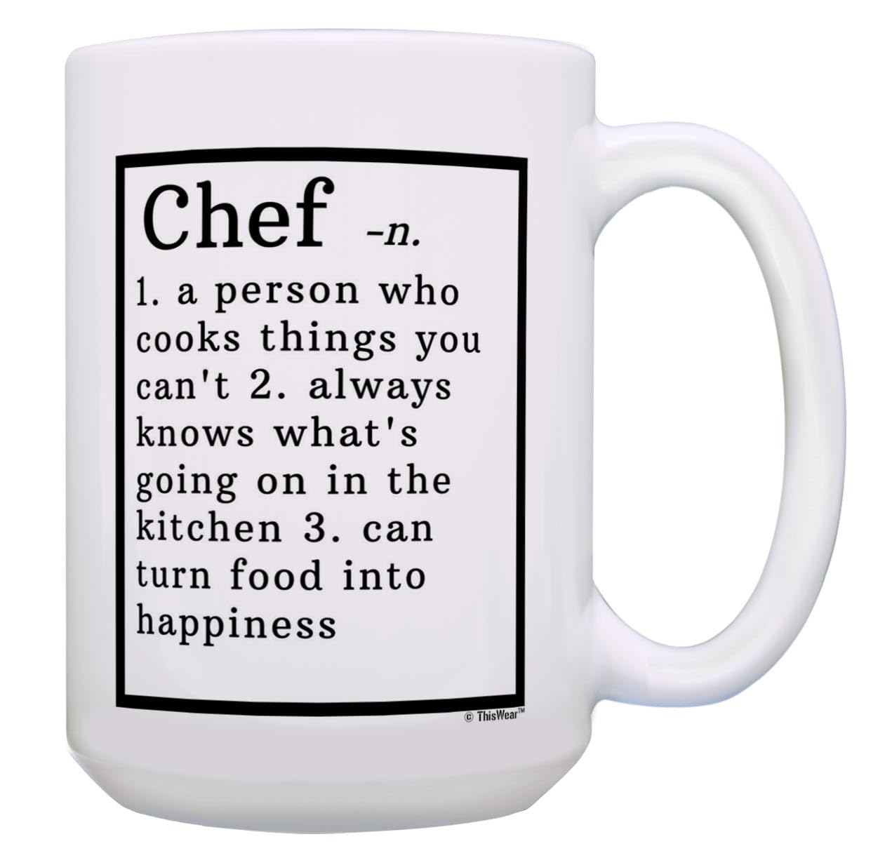 15 oz White Coffee Mug Tea Cup - Chef Dictionary Definition Gift for Women & Men - Perfect for Kitchen, Office, or Holiday Gifts