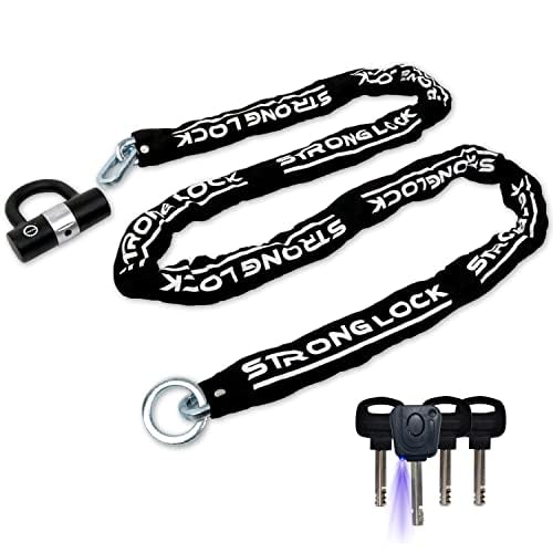 Heavy Duty 8.2ft Motorcycle Chain Lock - 10mm Thick Anti-Theft Security Bike Lock with 16mm U Lock & 4 Keys for Motorcycles, Bicycles, Trailers, Containers - Durable Super Long 250cm Chain for Outdoor Parking & Storage Security