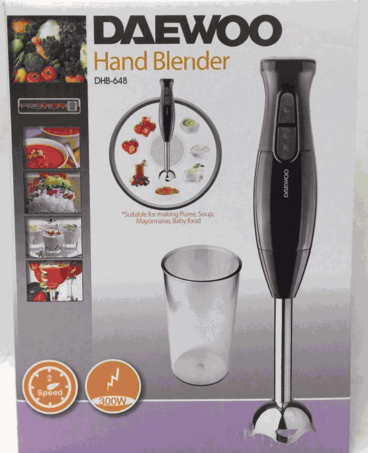 DAEWOO DHB 648 300 Watt Hand Blender - Powerful 220V Immersion Mixer for Smoothies, Soups & Sauces (International Voltage, Not USA Compliant) - Perfect for Home Kitchens & Professional Cooking