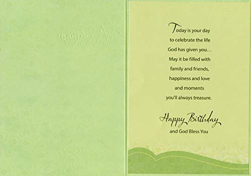 Designer Greetings God's Blessings Shine Brightly Religious Birthday Card with 3 Candles Cake - Perfect for Christian Celebrations, Baptisms & Faith-Based Birthdays