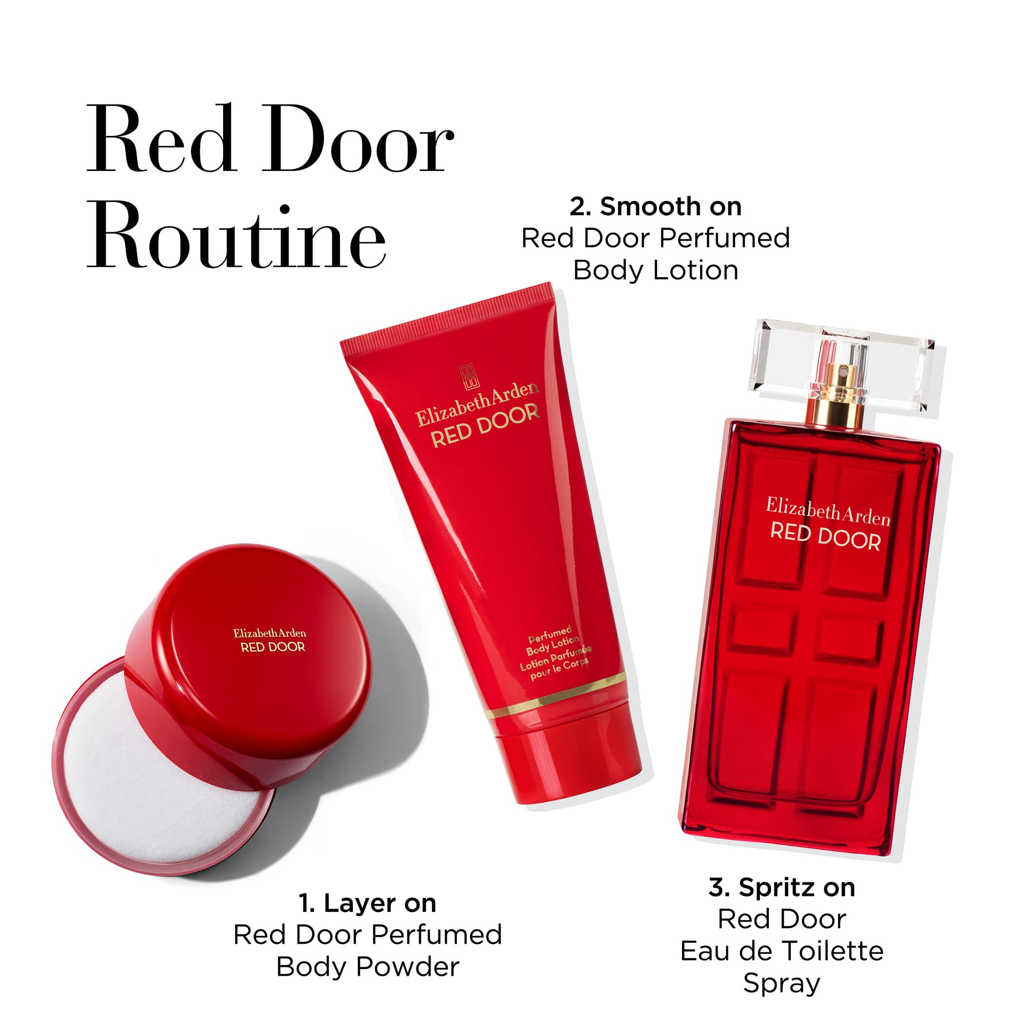 Red Door Eau de Toilette 3.3oz Perfume Set for Women - 3 Piece Gift Set with Floral Fragrance, Perfect for Daily Wear, Special Occasions & Romantic Dates