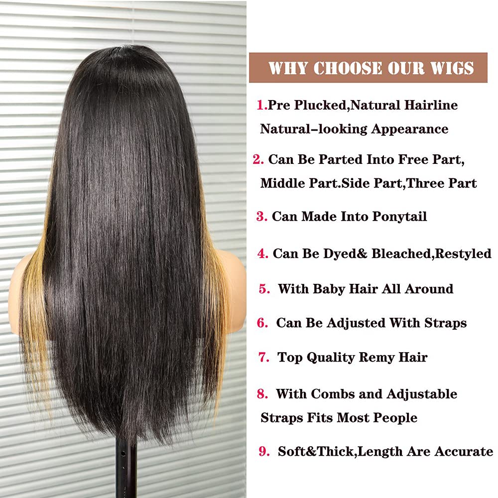 Brazilian Virgin Human Hair Lace Wigs for Black Women - 180% Density Natural Color 18 Inch 4X4 Highlight Wig | Perfect for Daily Wear, Special Occasions & Protective Styling