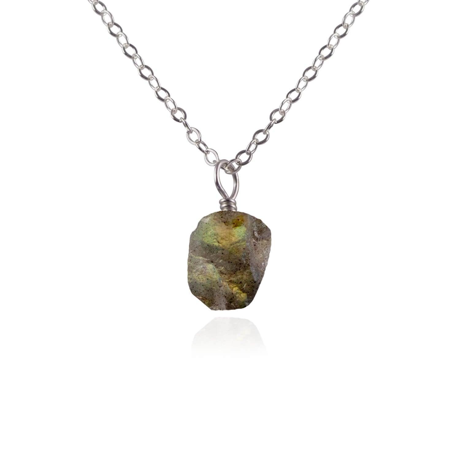 Natural Tiny Raw Labradorite Pendant Necklace - Handmade Gemstone Jewelry for Women - Perfect for Boho Style, Spiritual Healing & Everyday Wear
