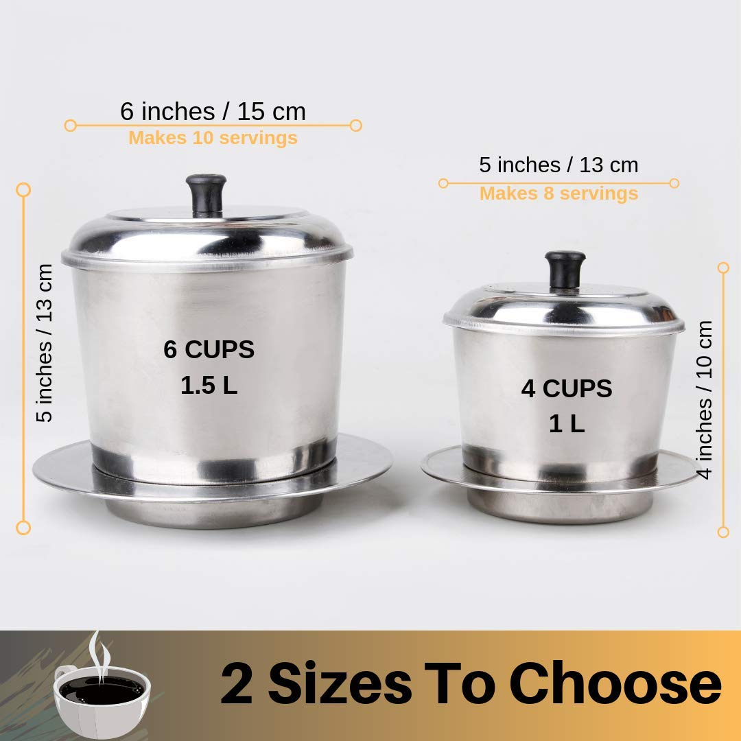 Premium Large Vietnamese Coffee Maker - 10 Cup Stainless Steel French Press with Pour Over Dripper | Portable Coffee Pot for Home, Office & Travel | Ideal for Ground Coffee Lovers | Perfect for Camping, Gifts & Daily Brewing