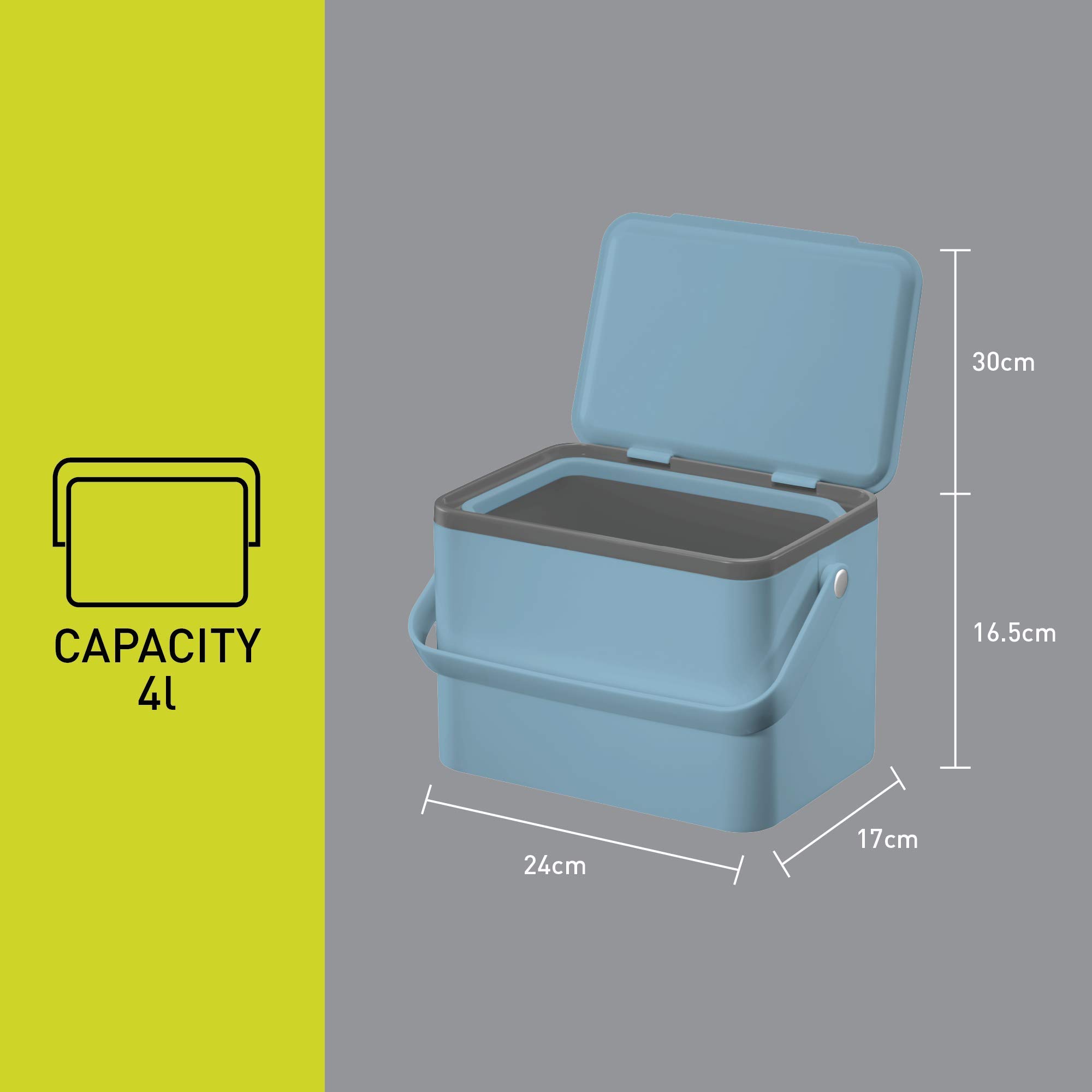 EKO 4L Titanium Blue Food Waste Compost Bin for Kitchen Countertop | Eco-Friendly Compost Caddy | Perfect for Organic Waste Recycling & Small Space Composting