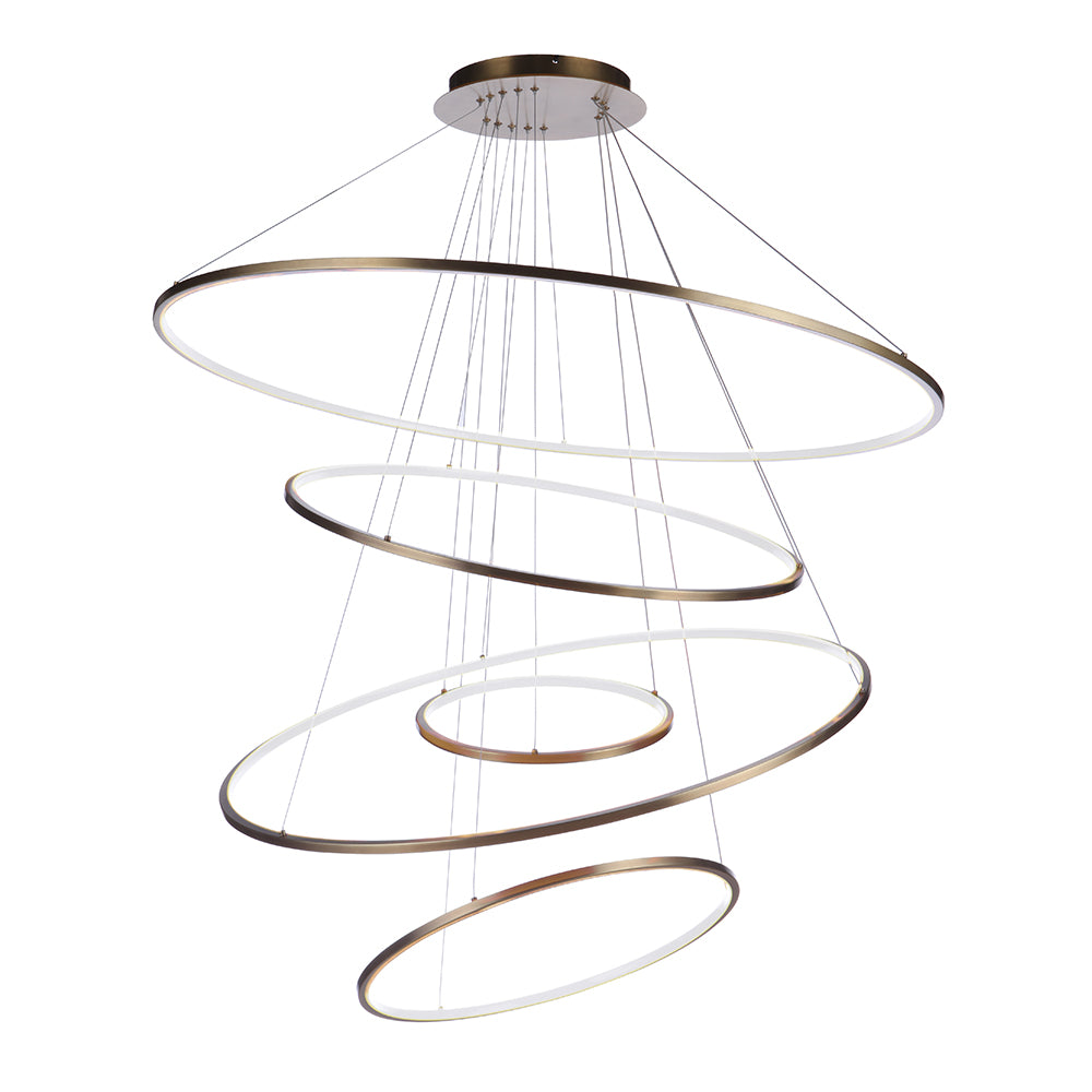 Elegant Halo LED Chandelier in Brass Finish - Modern Ceiling Light Fixture for Dining Room, Living Room & Bedroom Lighting