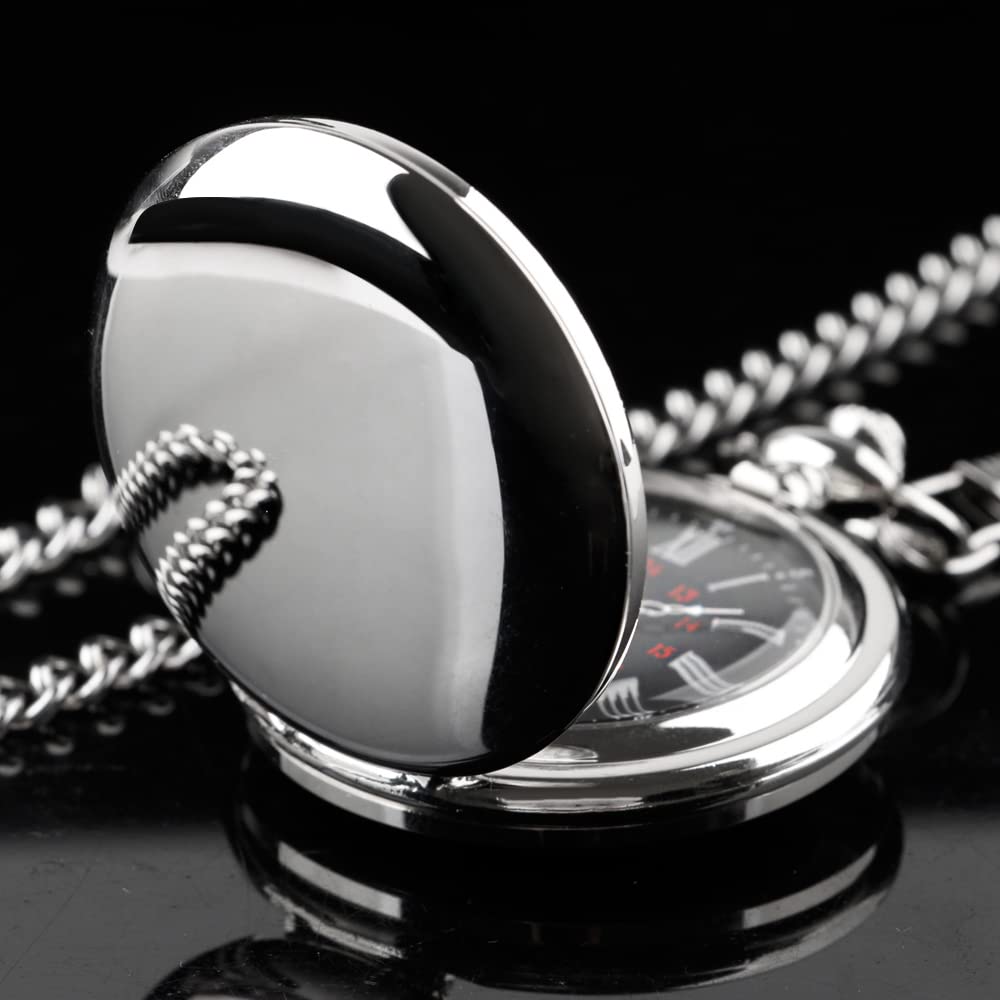 Customizable Smooth Pocket Watch for Men - Personalized Engraved Pocket Watch with Chain - Unique Father's Day Gift Idea - Perfect for Vintage Style & Special Occasions