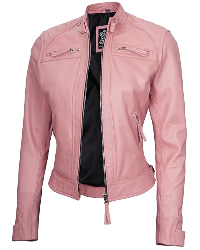 D1 - Women Pink Leather Jacket