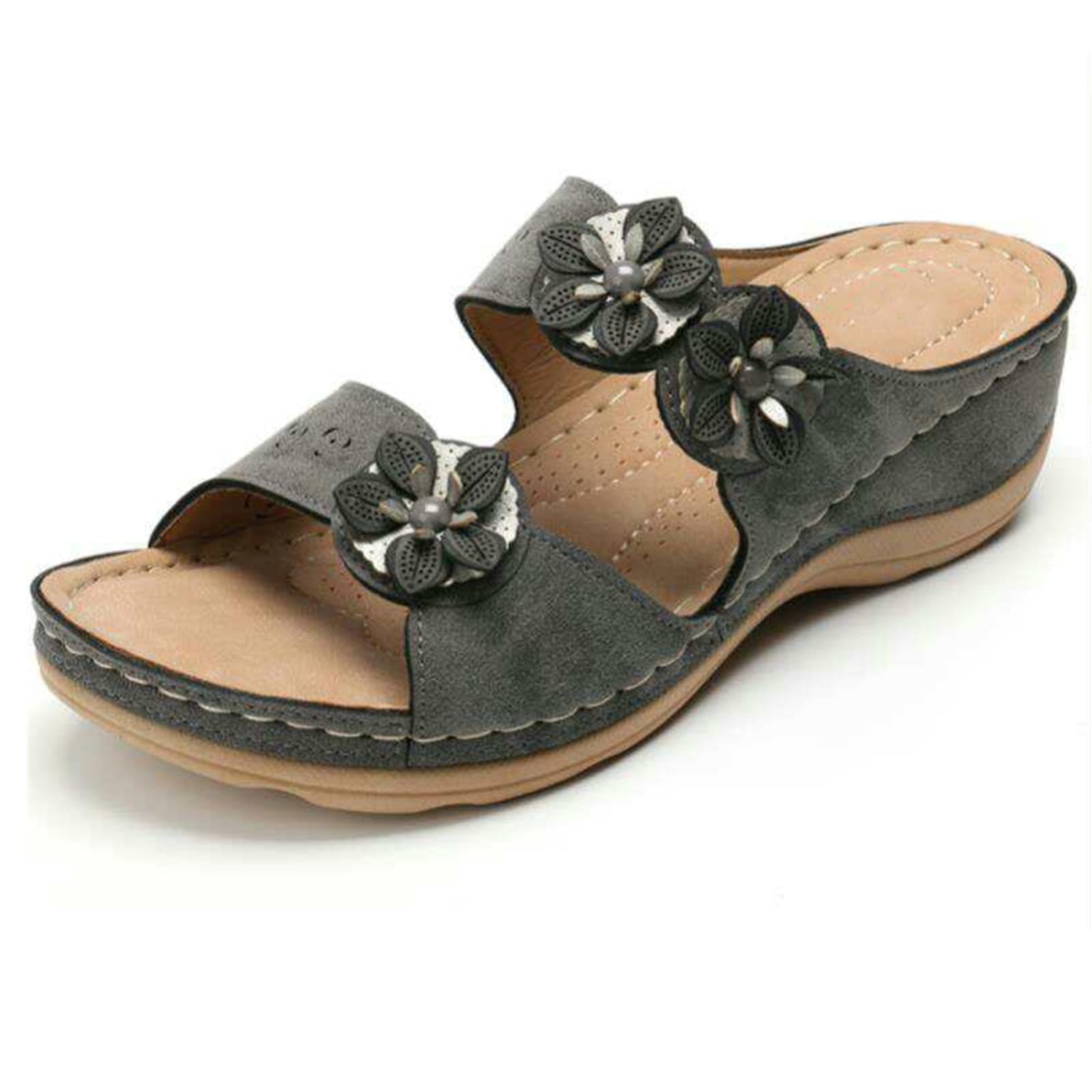 Lausiuoe Women's Summer Sandals - Casual Bohemian Flat Sandals with Open Toe | Cute Boho Flip Flops for Beach, Vacation & Everyday Wear
