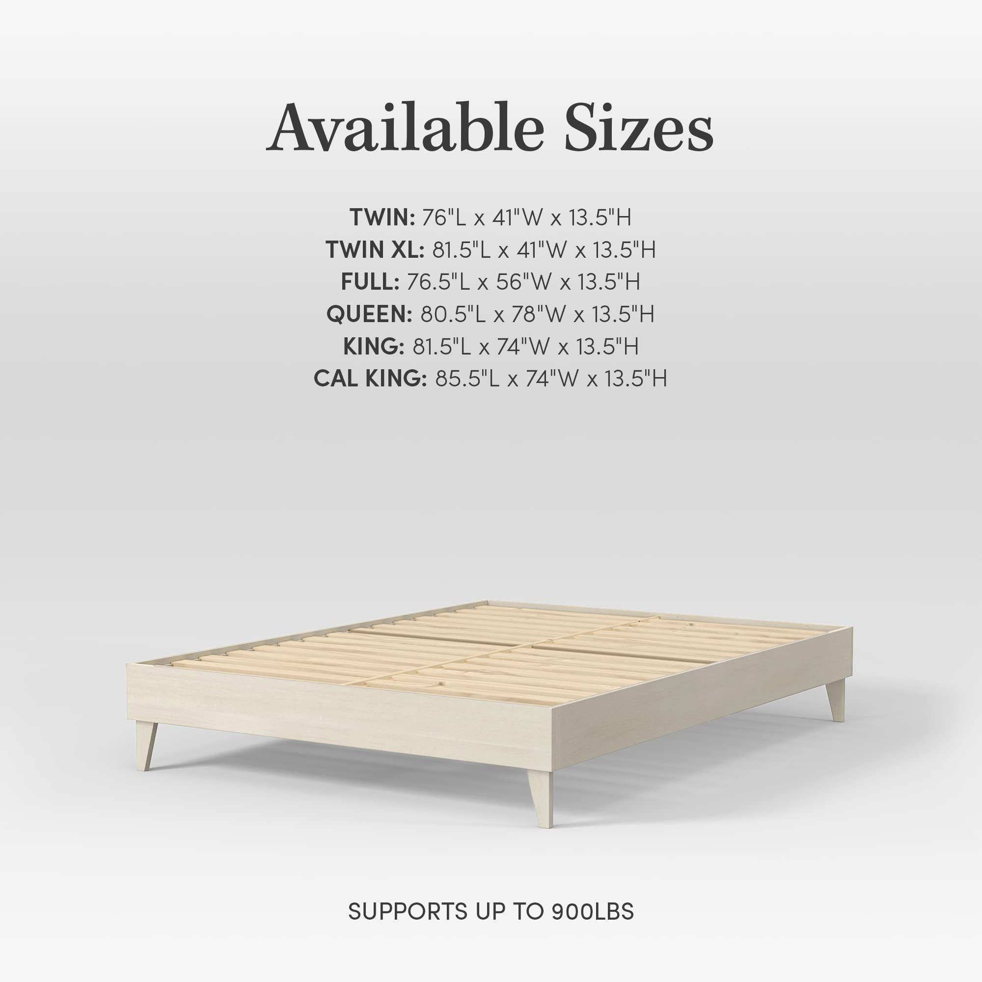 Cardinal & Crest Solid Wood Bed Frame - 100% New Zealand Pine King Size Platform Bed with Reinforced Slats | Easy Assembly White Bedroom Furniture for Master Bedroom & Guest Room