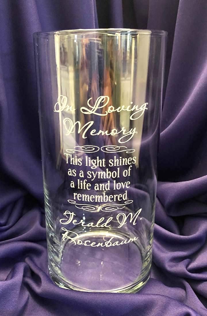 Personalized Engraved Memorial Candle Holder - Custom Tribute Vase for Loved Ones - Perfect for Memorial Services, Funerals & Home Remembrance Displays