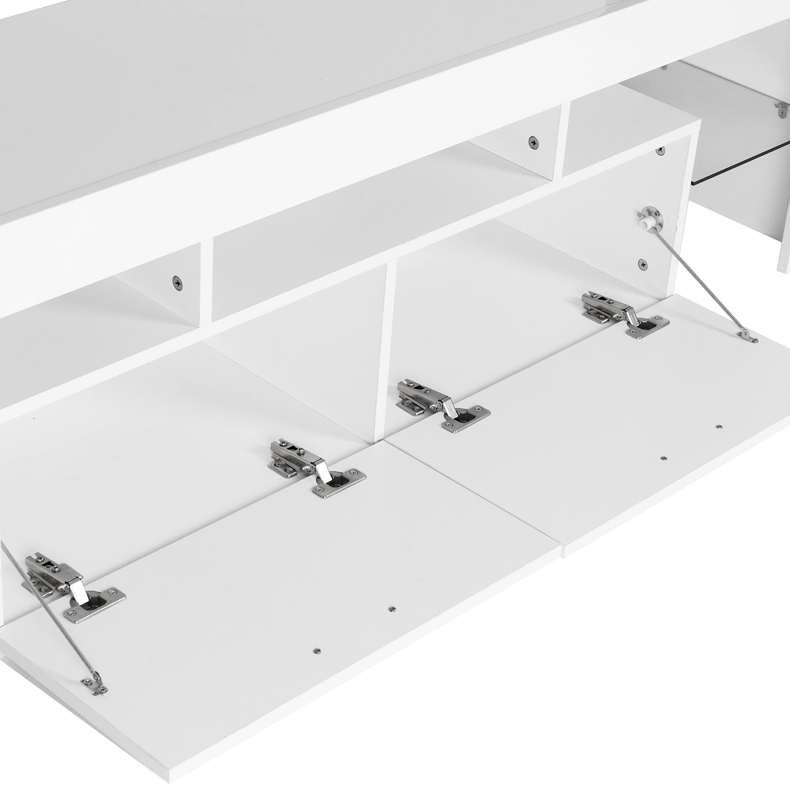 Modern LED TV Stand with High Gloss Finish - White TV Cabinet with Storage for Living Room, Bedroom & Lounge - Easy Assembly Entertainment Center for Flat Screen TVs