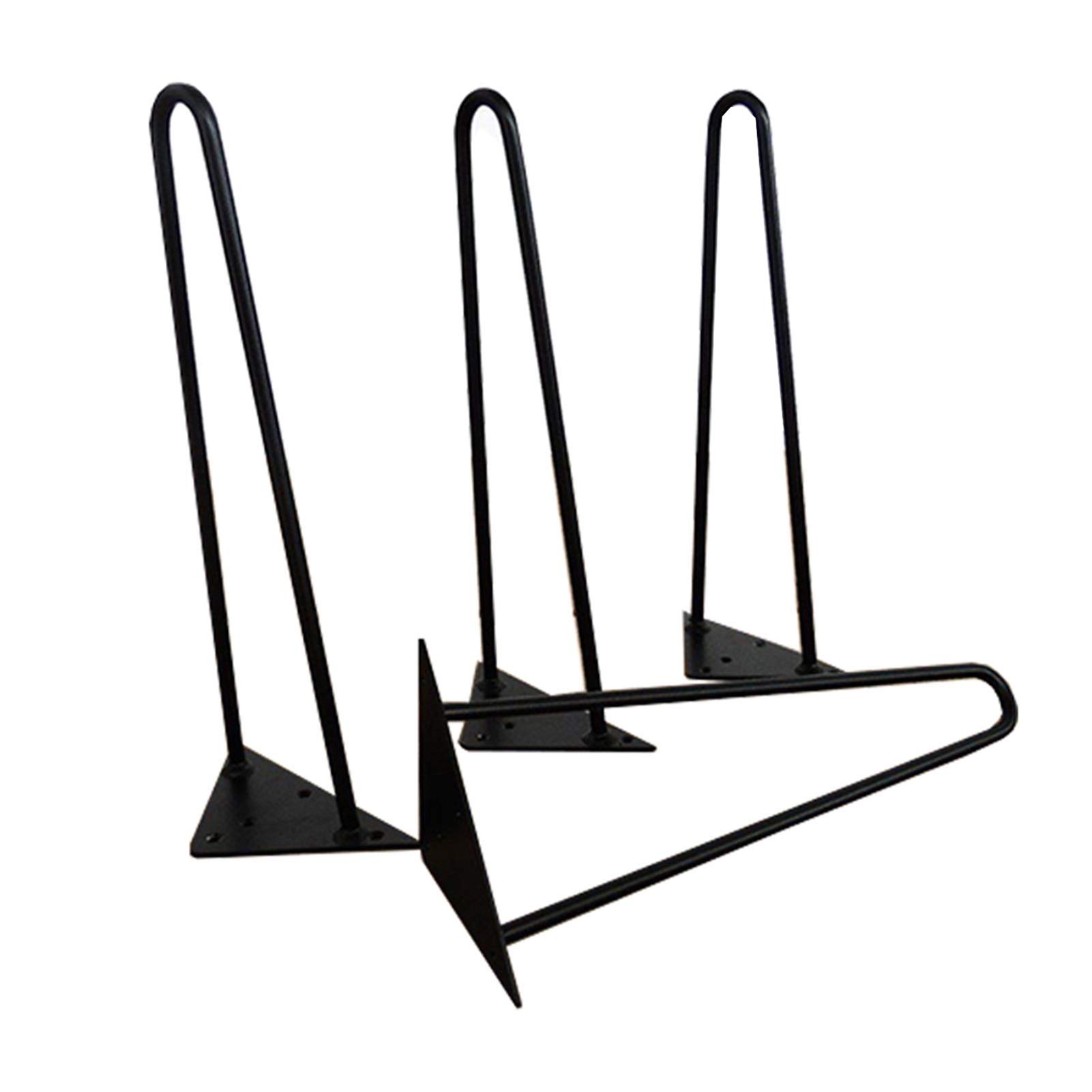 LONUBS Black 45cm Triangle Hairpin Metal Table Legs - Heavy Duty Wrought Iron Furniture Legs for Coffee Tables, Dining Tables, Designer Desks - Modern Industrial Home & Office Decor