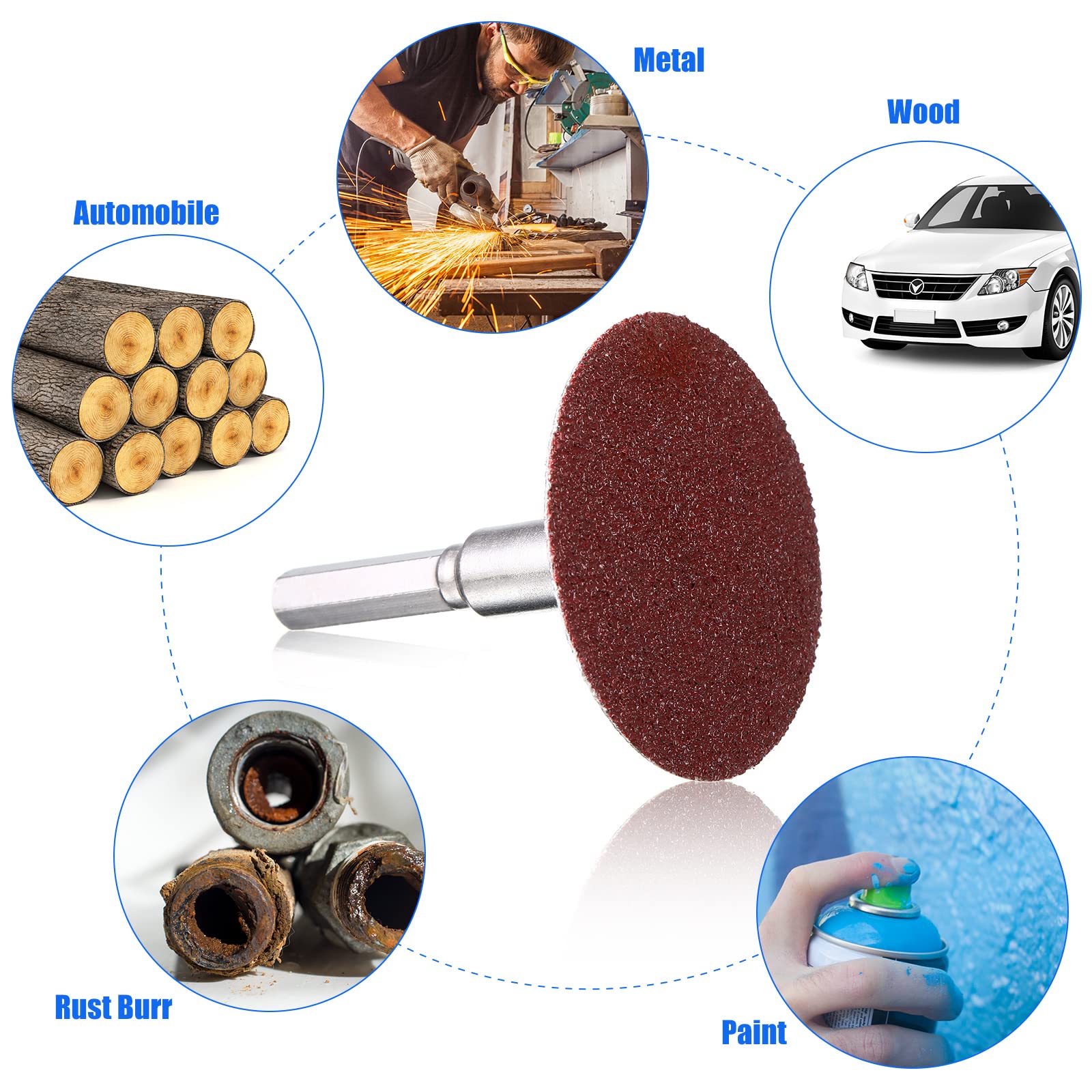 Chumia 150-Piece 2-Inch Sanding Disc Set for Die Grinder – 36/60/80 Grit Roll Lock Discs for Surface Prep, Stripping, Grinding, Polishing & Burr Removal – Ideal for Metal, Wood & Automotive Projects