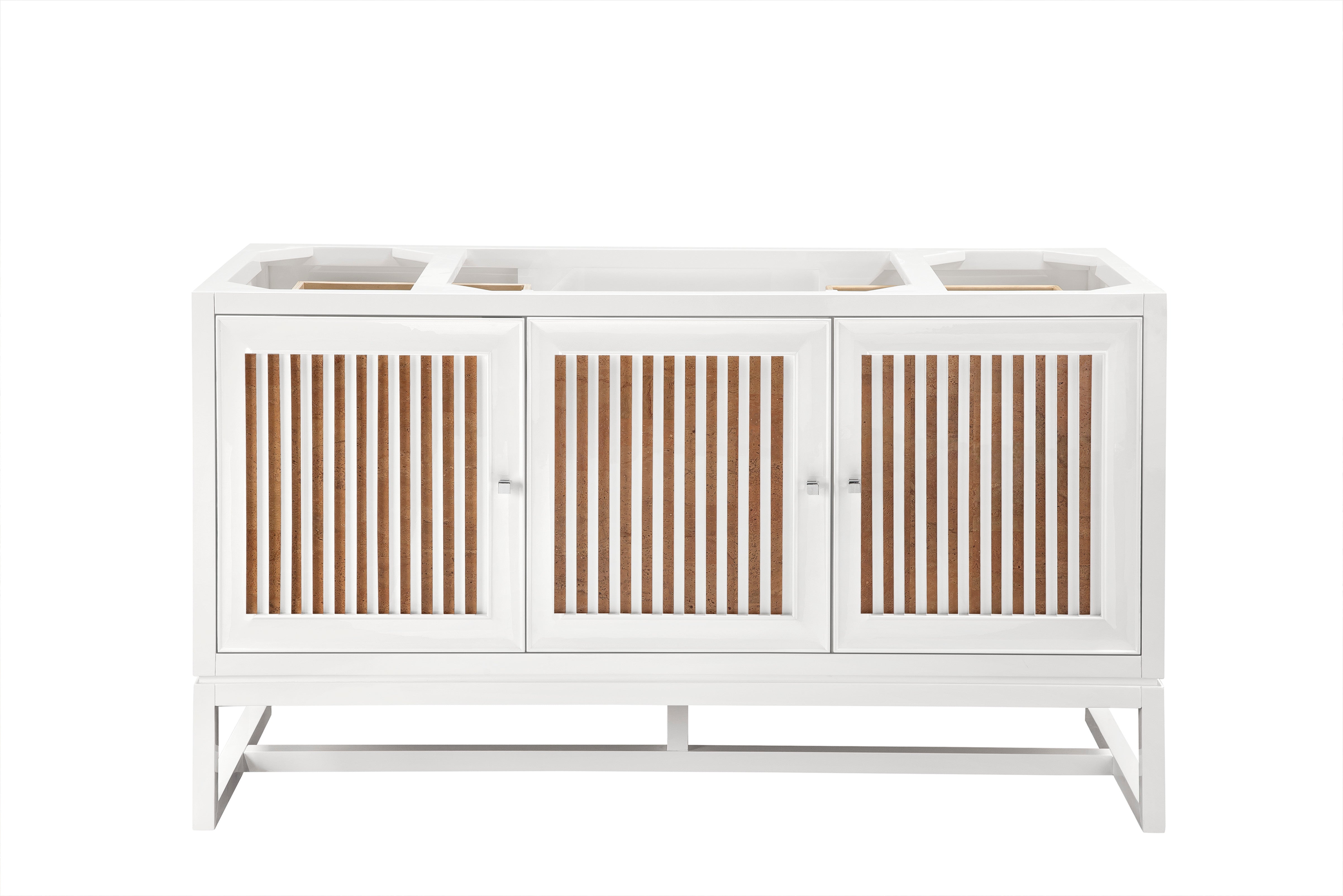 Athens 60 Inch Single Vanity Cabinet with Soft Close Doors - Glossy White Finish for Bathroom Remodel & Modern Home Decor