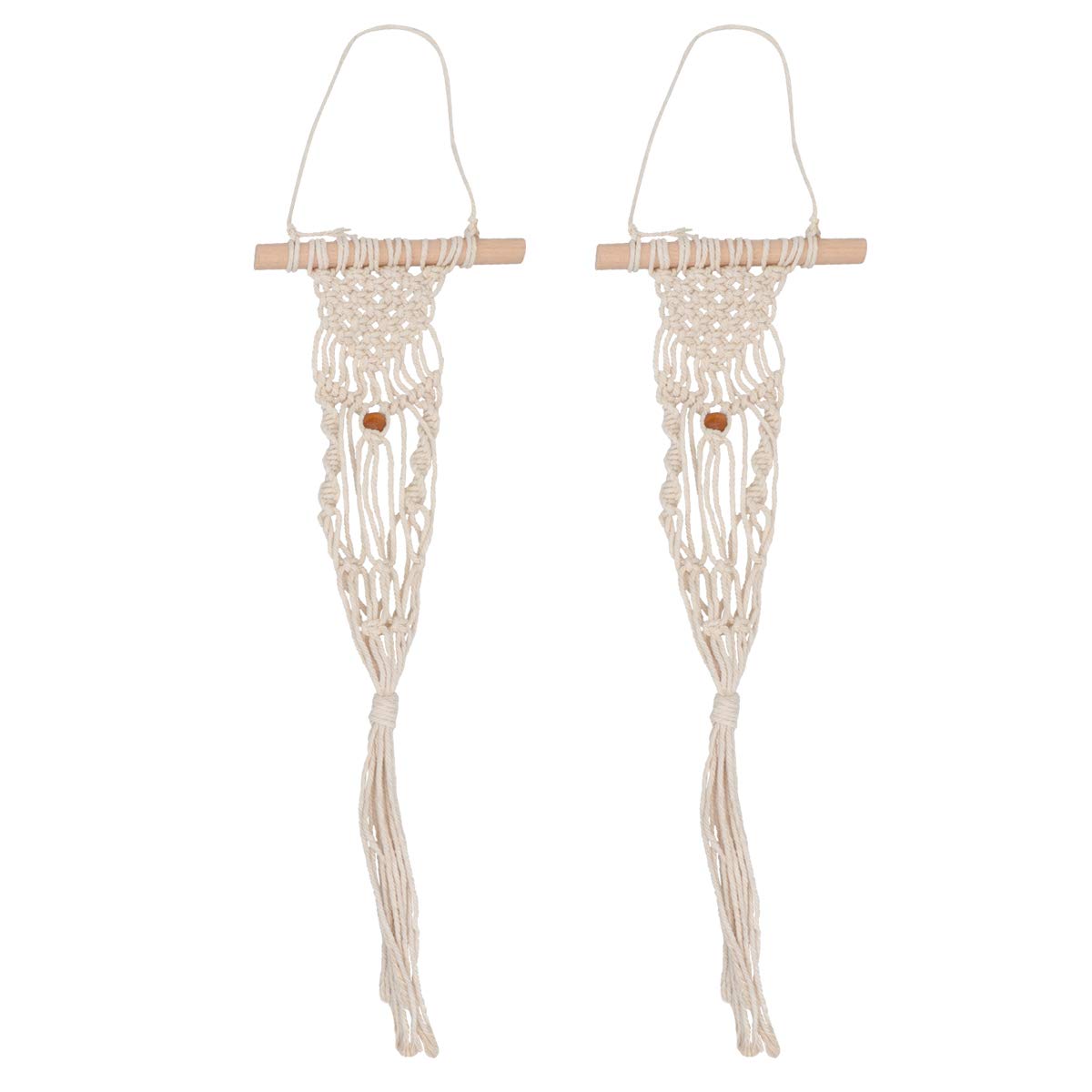 2-Pack Cabilock Macrame Hanging Planters - Rustic Wall Plant Hangers with Net Bag for Indoor Plants, Air Shelves & Home Decor | Perfect for Living Room, Bedroom, Balcony & Boho Style Decor