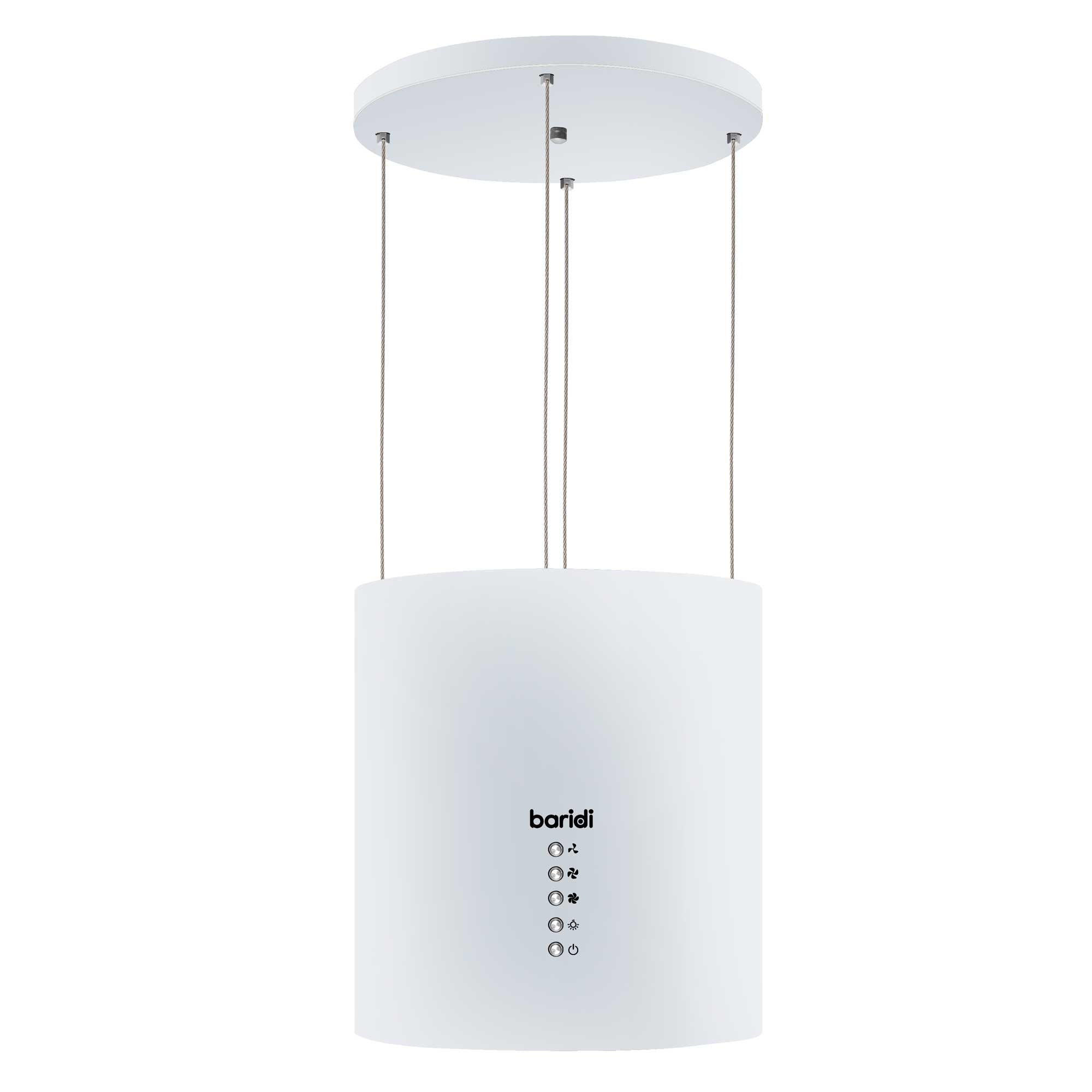 Baridi Island Cooker Hood - 35cm Pendant Style Range Hood with 3 Speed Settings in White (DH221) - Perfect for Modern Kitchen Ventilation & Air Purification