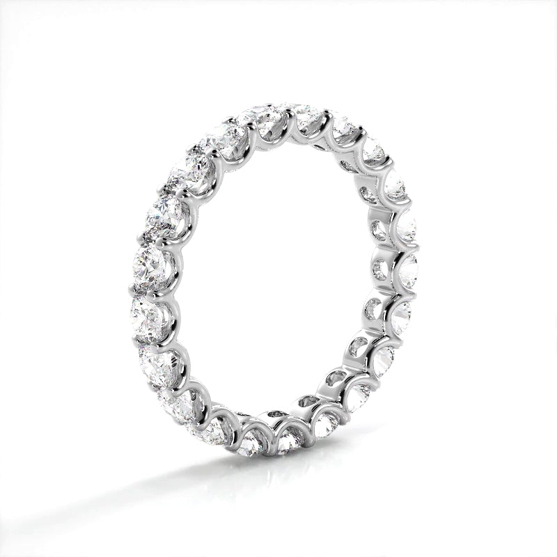 2.21 Carat Round Diamond Eternity Wedding Band Ring for Women - 14K White Gold Bridal Jewelry, Anniversary Gift, Proposal Engagement Ring for Her