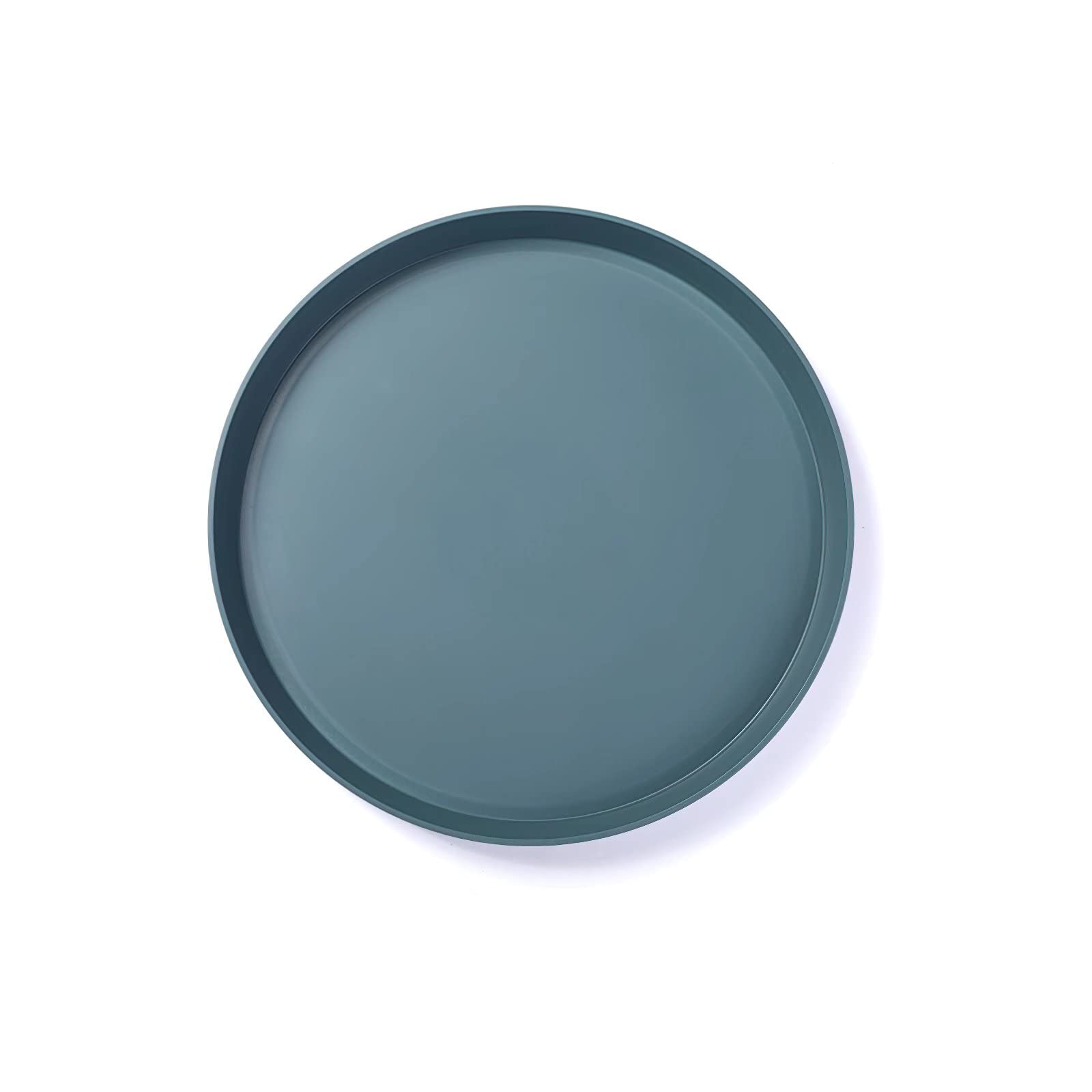 6-Pack Round Restaurant Serving Trays - Non-Slip Food Service Trays with Grip Base, Durable Plastic Green Serving Platters for Cafes, Buffets & Catering Events - Perfect for Waitstaff, Banquets & Food Presentation