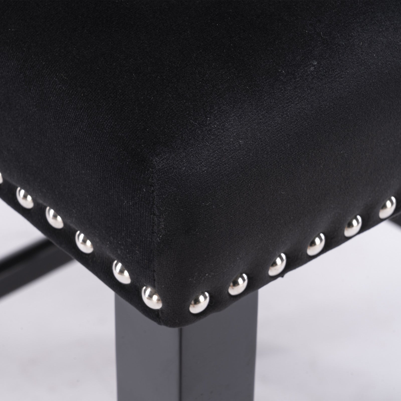 Modern Velvet Upholstered Wingback Bar Stools with Button Tufting & Wooden Legs - Set of 4 Black Bar Chairs with Chrome Nailhead Trim for Kitchen Island, Home Bar & Dining Room Decor - SW1824BK