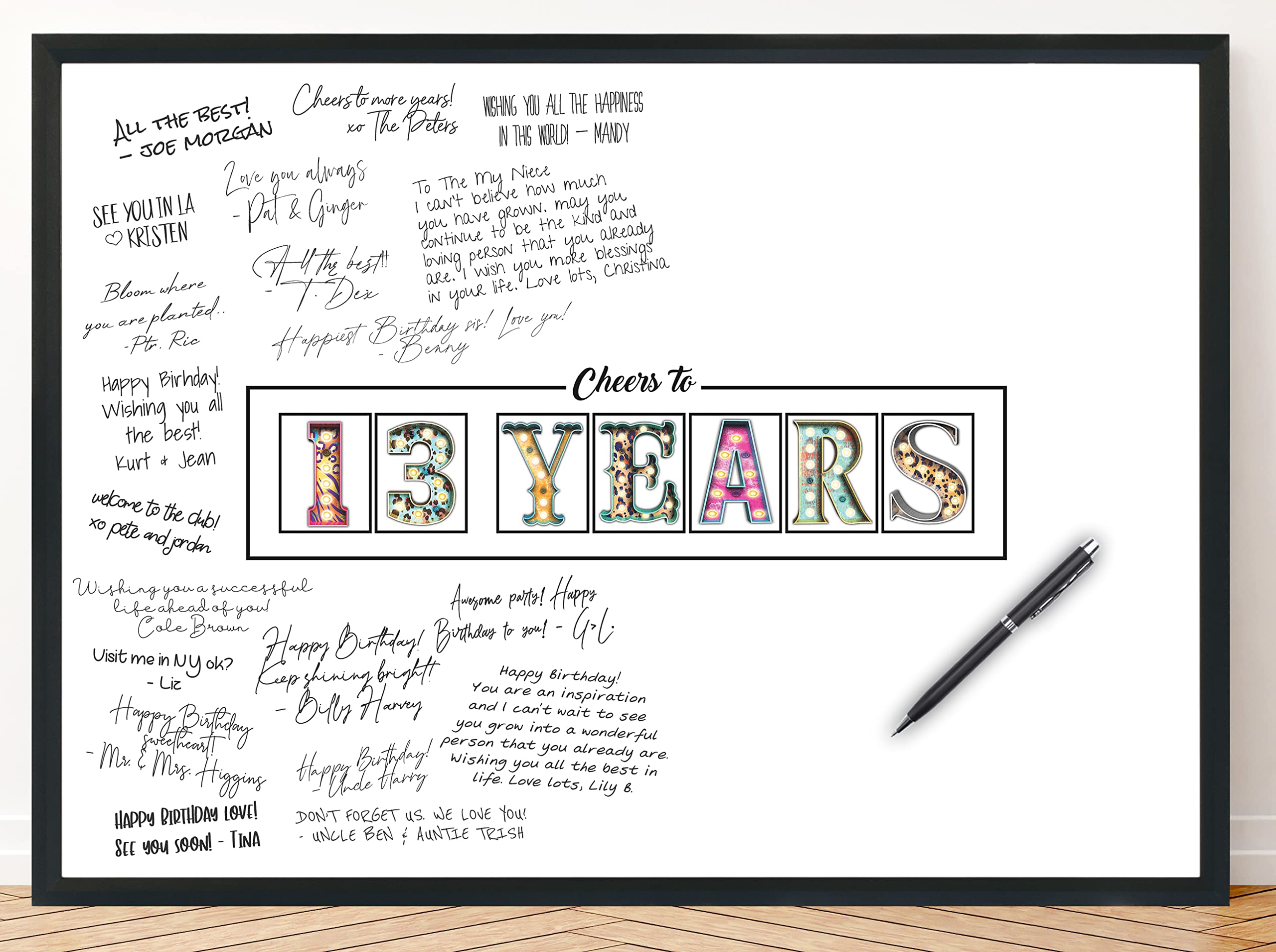 L & O Goods 13th Birthday Party Decorations - 11x17 Unframed Signature Board for Girls & Boys | Guest Book Alternative, Party Signing Poster | Perfect for Teen Birthday Celebrations, Sweet 16 Parties & Special Events