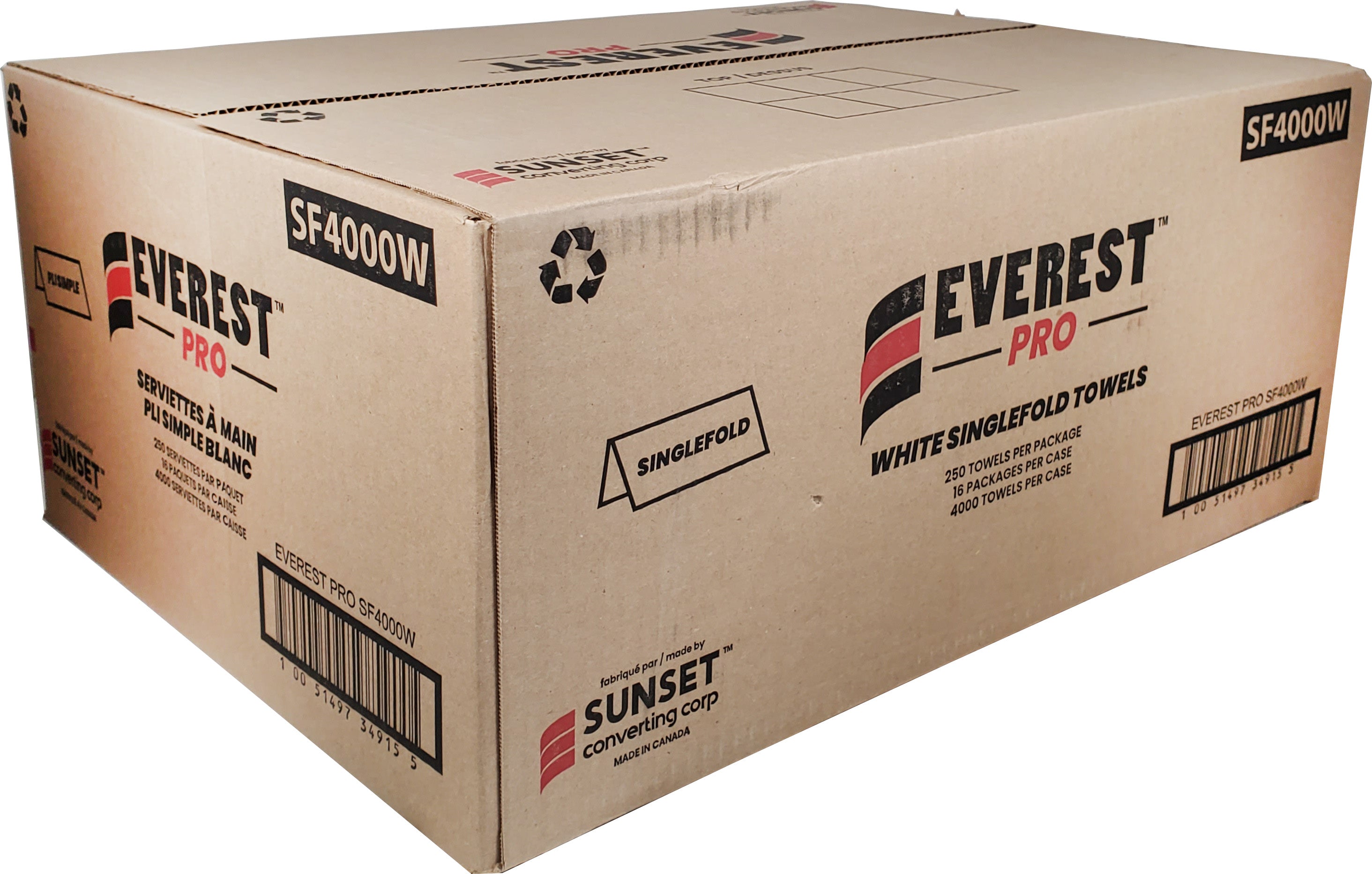 Everest Pro White Single Fold Paper Hand Towels - SF4000W - Bulk Commercial & Home Use for Restaurants, Kitchens, Offices & Bathrooms