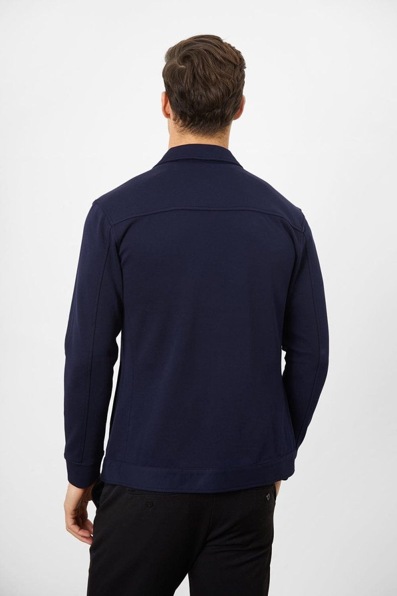 Navy Jersey Shacket for Men & Women - Soft & Stylish Button-Up Jacket - Perfect for Casual Outfits, Layering, and Outdoor Activities