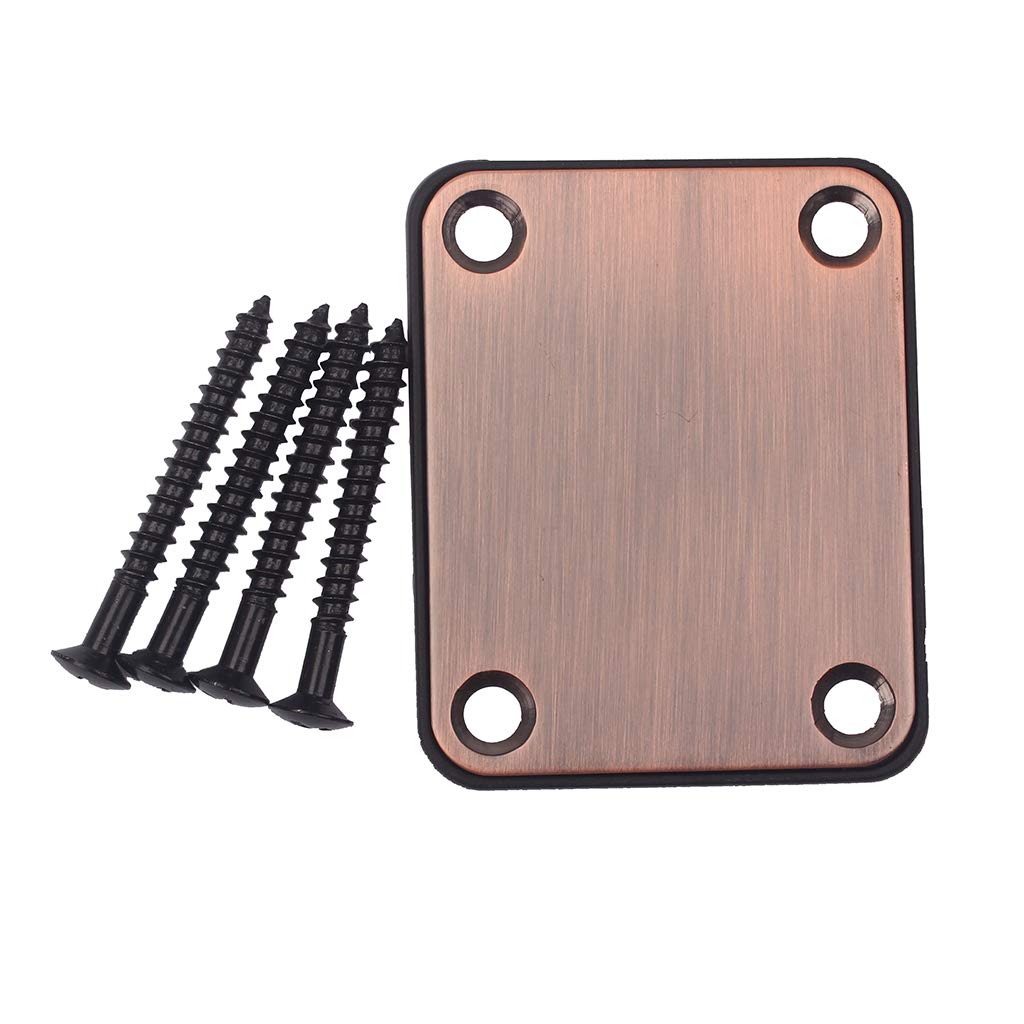 Alnicov Electric Guitar Neck Plate with 4 Screws - Bronze Replacement Part for Strat & Tele Style Guitars - Perfect for Guitar Repair, Maintenance & Upgrades