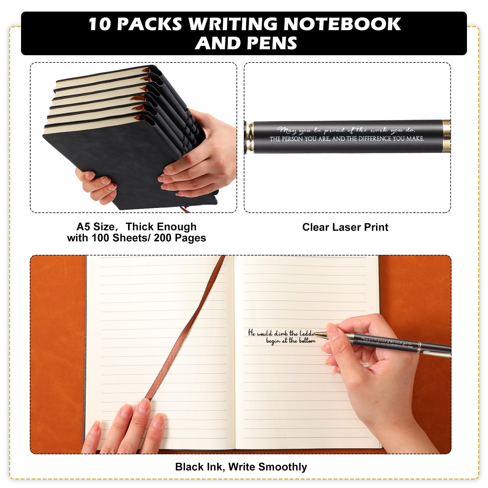 Kosiz 40-Pack Bulk Employee Appreciation Gifts Set - Inspirational A5 Leather Journals with Motivational Pens for Teachers, Nurses, Coworkers, Staff & Volunteers - Perfect for Thank You Gifts, Office Recognition & Team Building Events