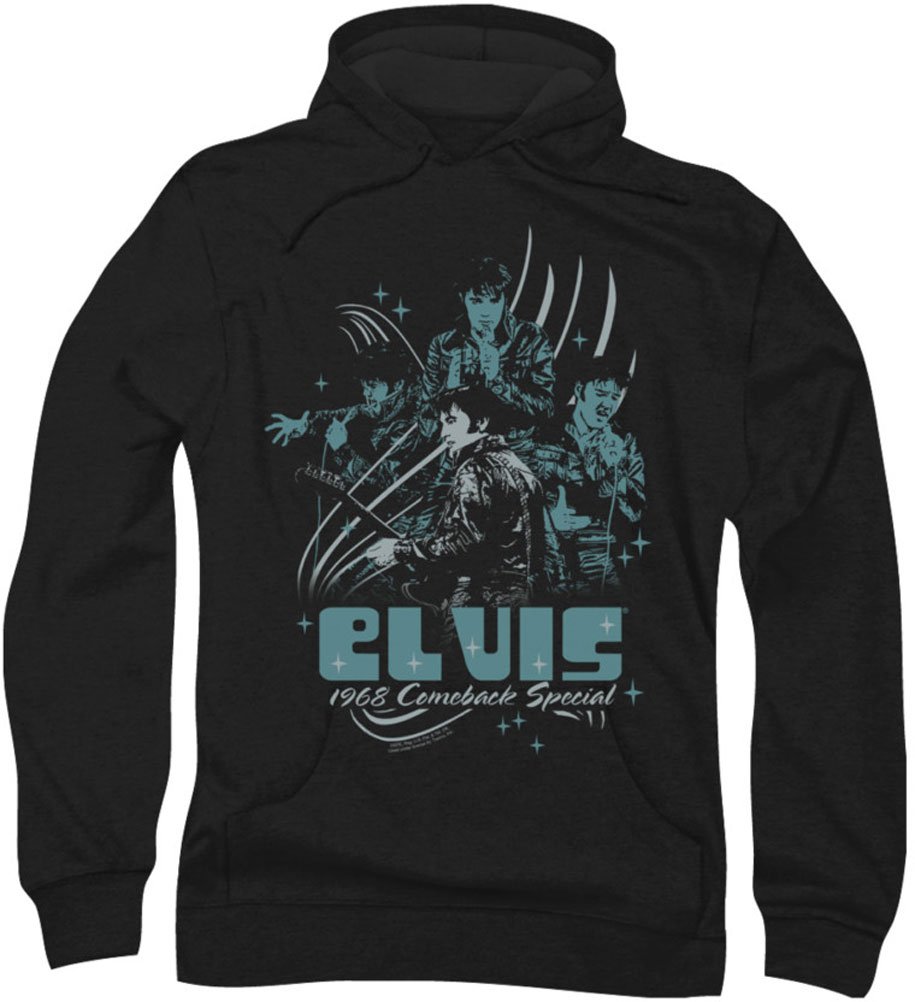 Elvis Presley Men's 68 Comeback Special Leather Hoodie Jacket - Vintage Rock Style Outerwear for Concerts & Casual Wear