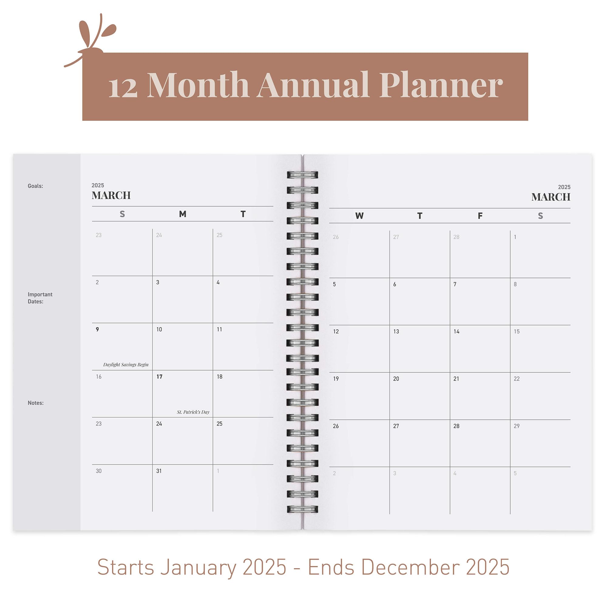 2025 Riley's & Co Weekly Planner - Jan-Dec Monthly & Weekly Diary with Flexible Cover, Notes Pages, Twin-Wire Binding (6
