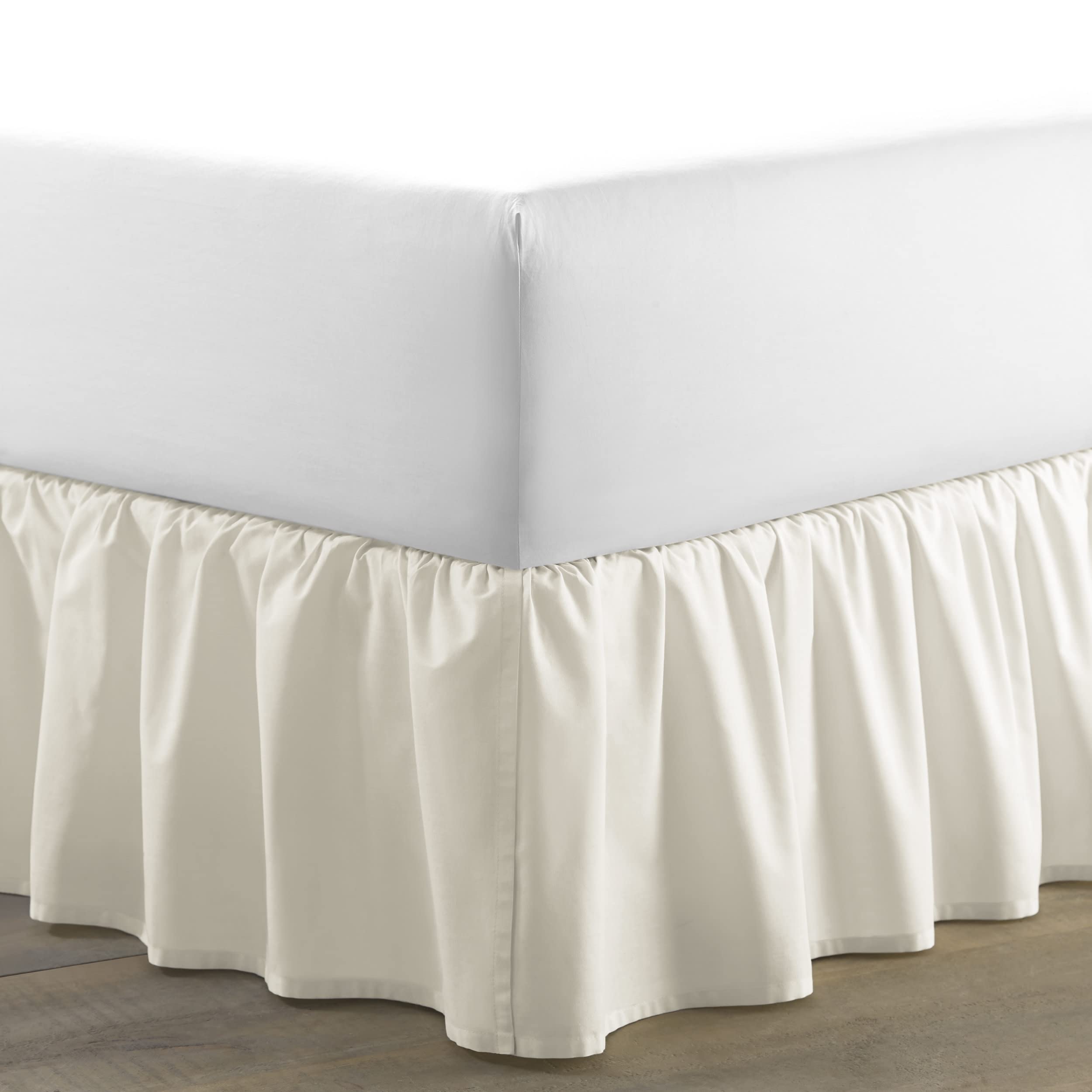Laura Ashley Home Solid Collection Luxury Premium Hotel Quality Bedskirt - Easy Fit, Anti-Wrinkle & Fade Resistant - Twin Size Ivory - Perfect for Bedroom Decor, Guest Rooms & Luxury Hotels
