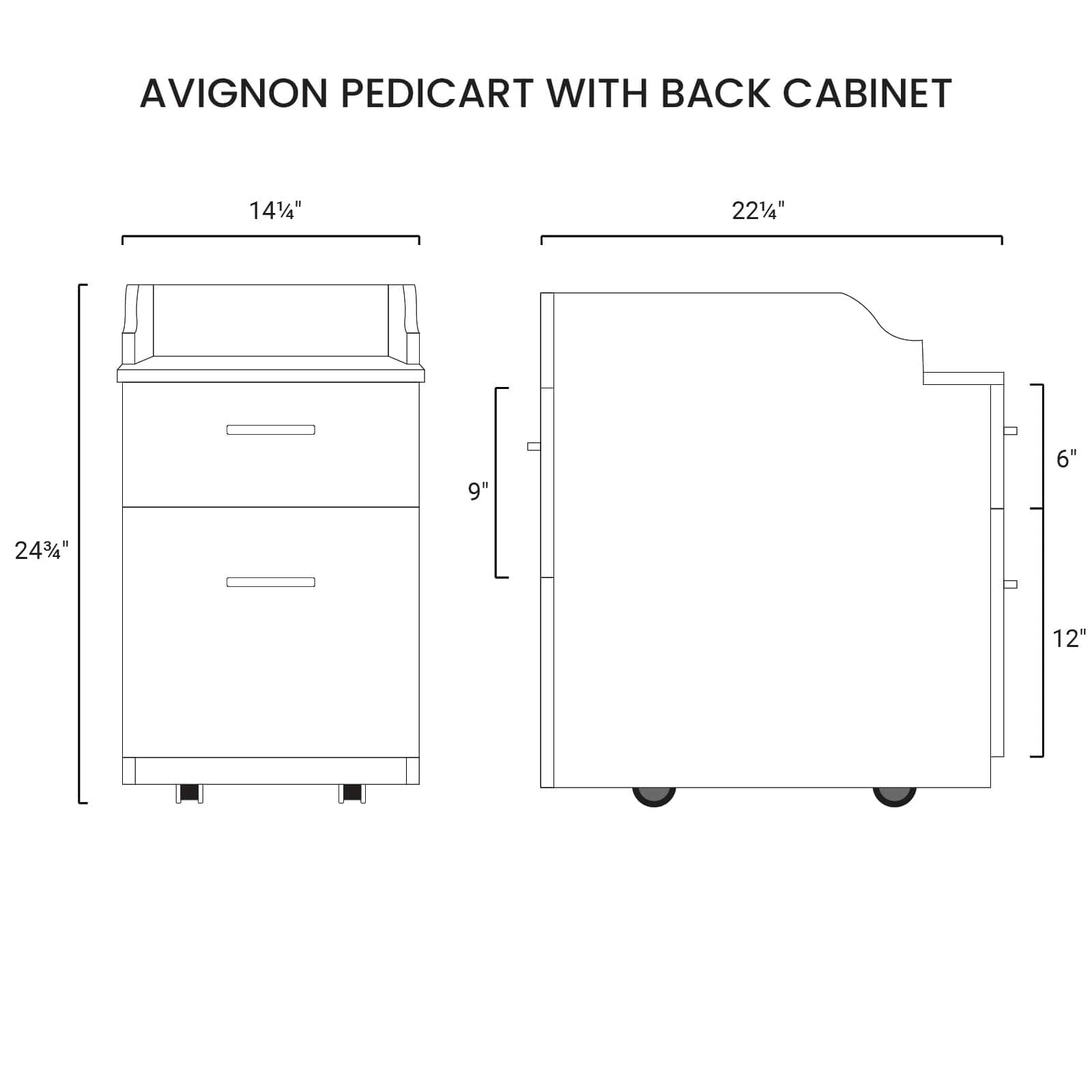 AVIGNON Pedicure Cart with Back Cabinet - Portable Nail Salon Trolley for Manicure & Pedicure Services, Home or Professional Spa Use