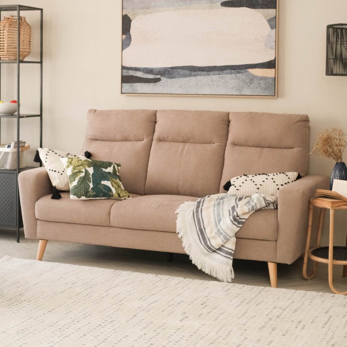 Premium Jessica Belgium Fabric Sofa - Water Repellent, Stain Resistant Upholstery - Perfect for Living Room, Family Room & Home Theater Seating
