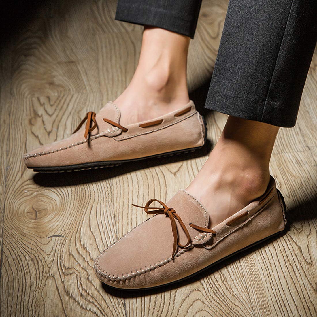 Men's Casual Loafers - Suede Moccasin Slip-On Dress Shoes for Driving & Boat Wear | Comfortable Lace-Up Fashion Footwear for Office, Travel & Everyday Use