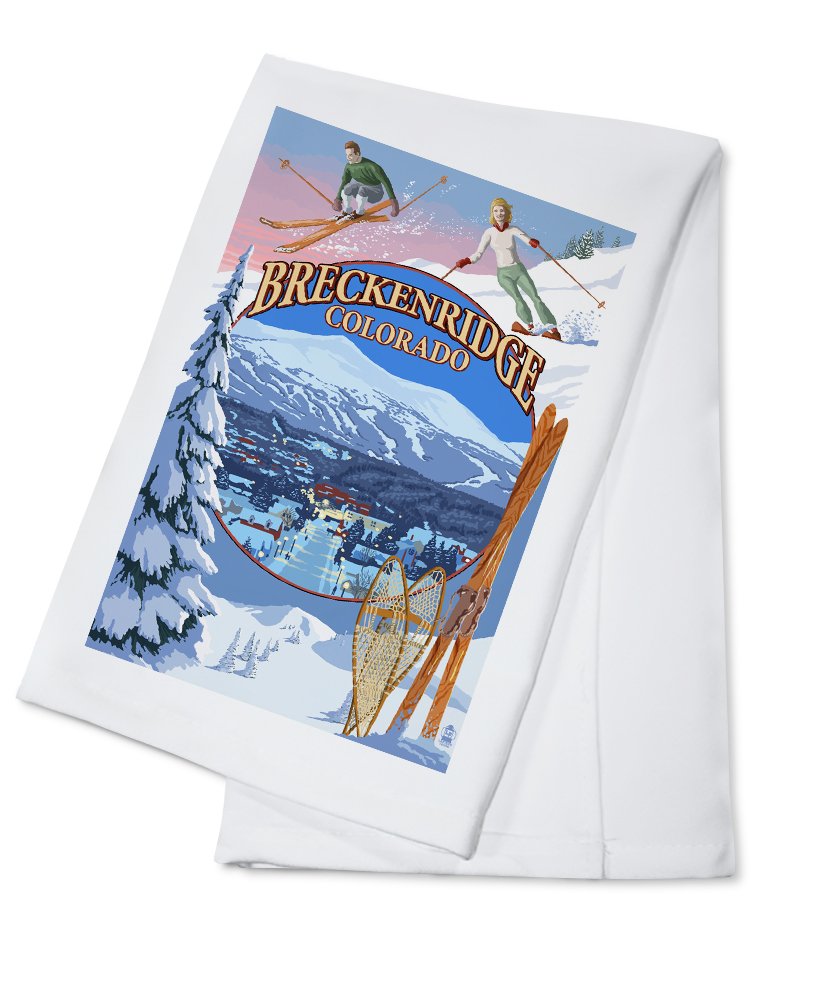 100% Cotton Tea Towel - Decorative Hand Towel for Kitchen & Home | Breckenridge Colorado Montage Design | Dish Drying, Gift Wrap, Table Decor