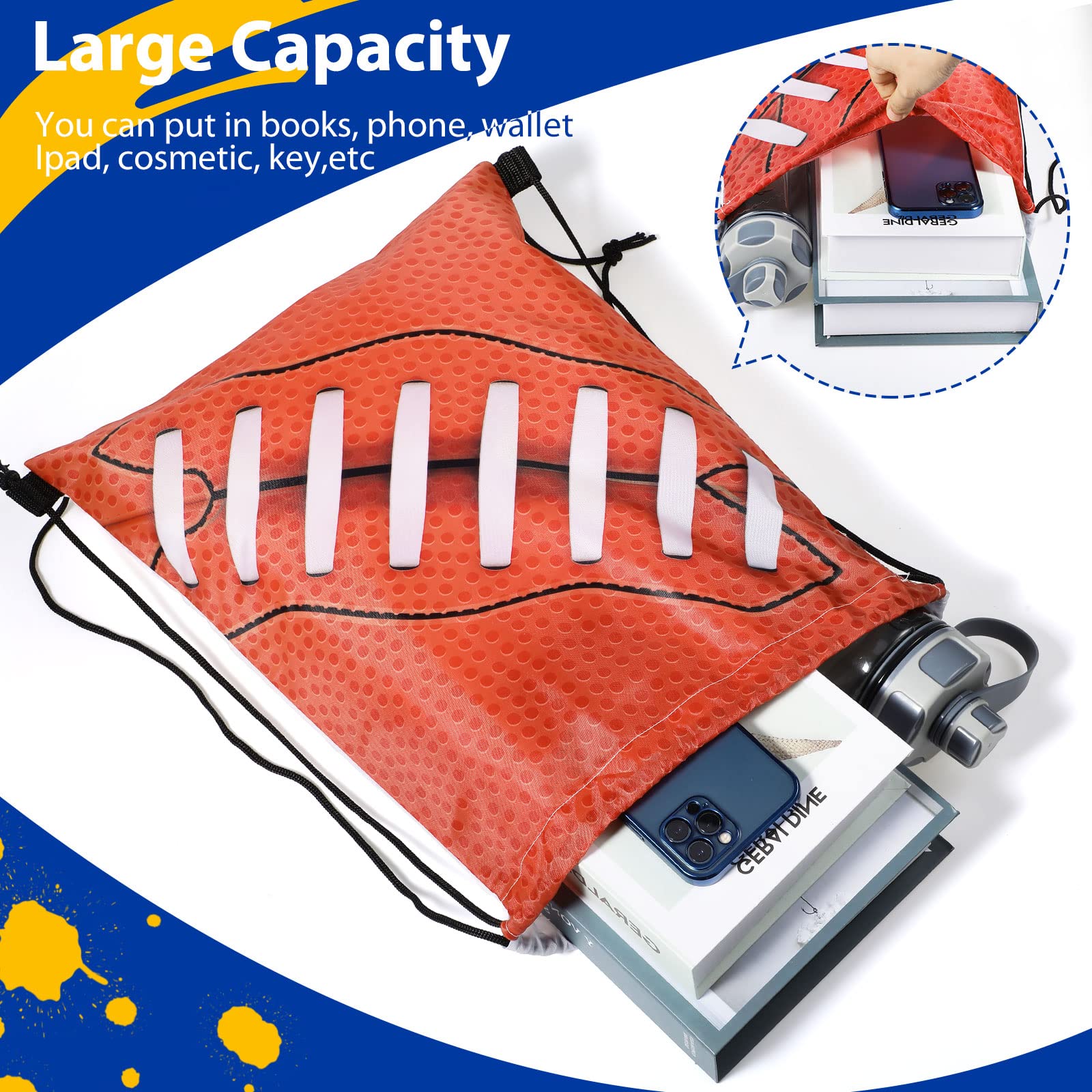 Shappy 8-Piece Football Drawstring Bags - Sports Party Favors, Team Gifts & Gym Equipment Storage - Perfect for Game Day, Birthday Parties & School Sports Events