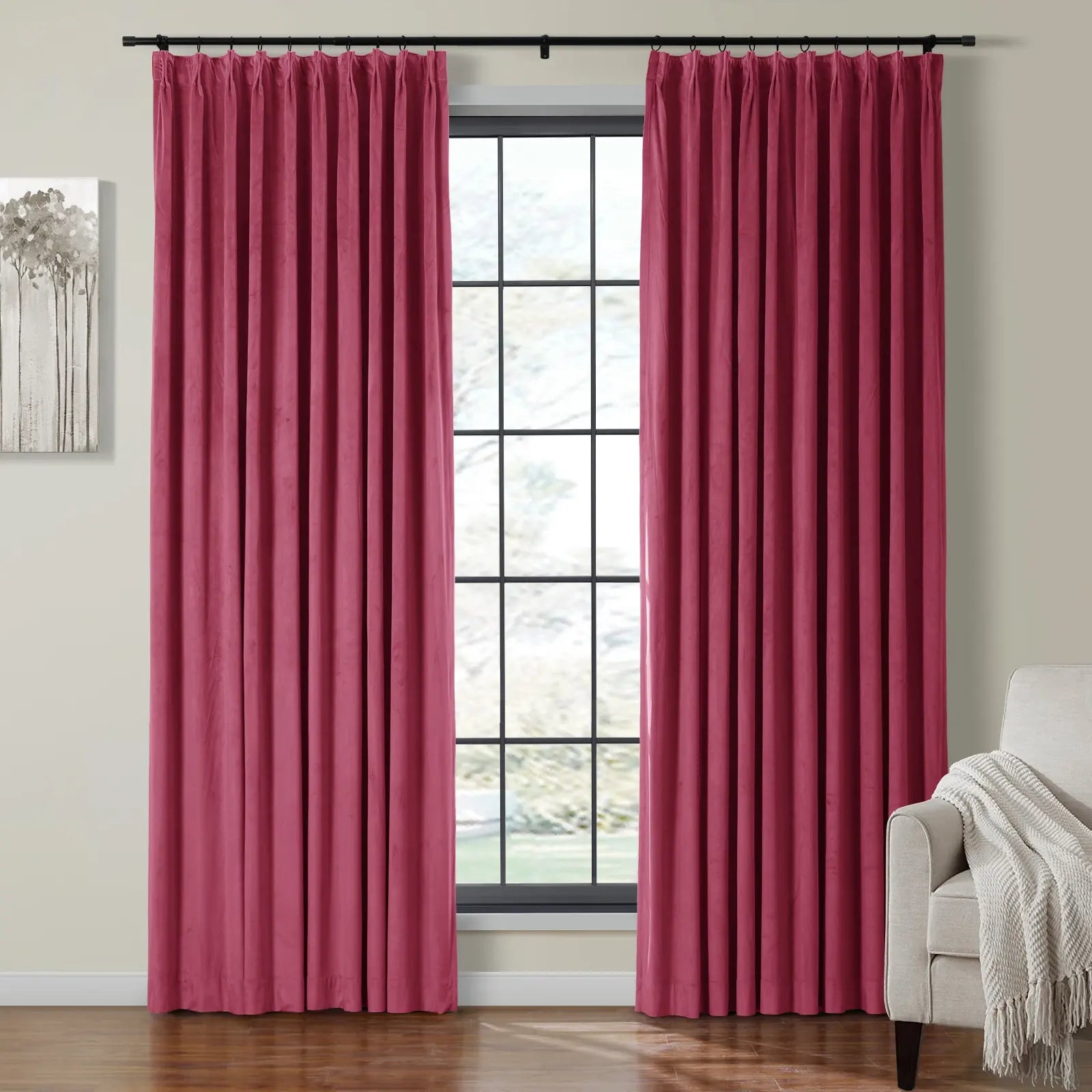 Birkin Velvet Curtain Pleated - Luxurious Blackout Drapes for Living Room & Bedroom - Elegant Window Treatment for Home Decor