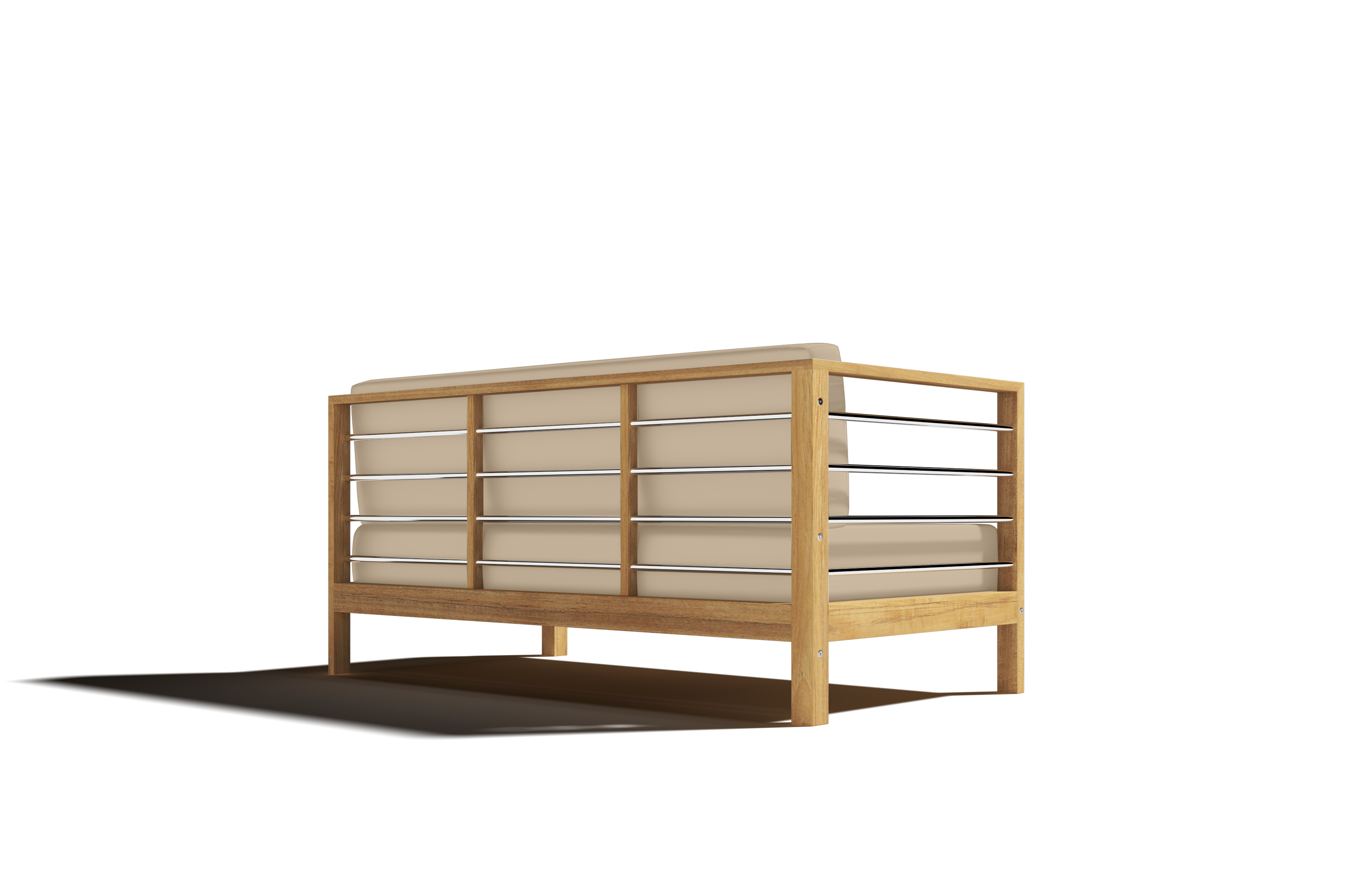 Leon Teak Outdoor Sectional Left Sofa with Sunbrella Fawn Cushion - Weather-Resistant Patio Furniture for Backyard, Poolside & Garden Relaxation